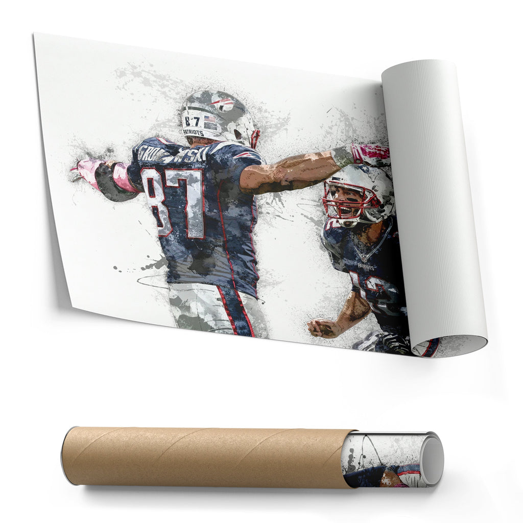 Tom Brady & Rob Gronkowski Canvas Art – New England Patriots Wall Decor