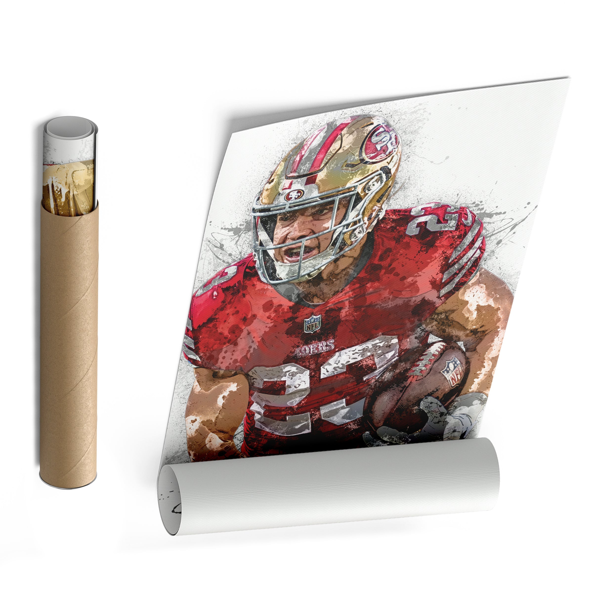 Christian McCaffrey Canvas Art – San Francisco 49ers Wall Decor
