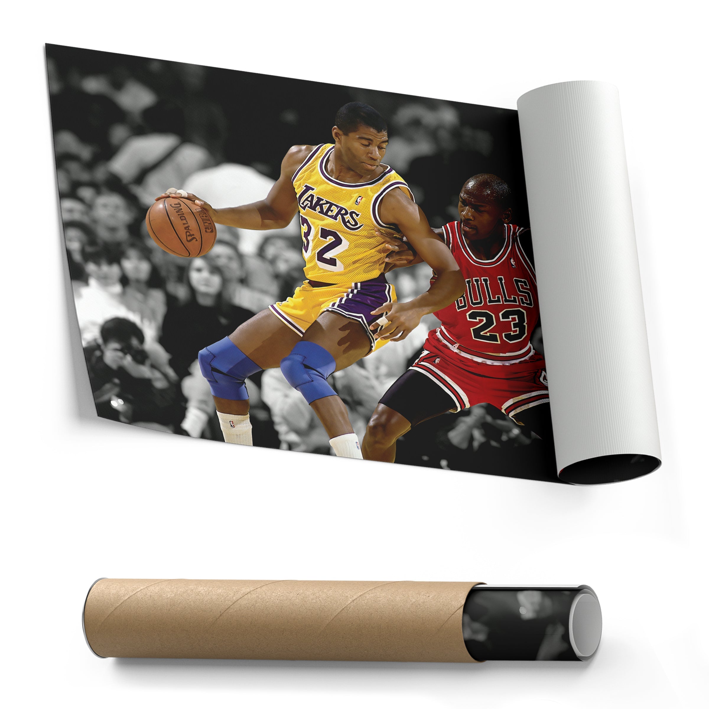 Michael Jordan & Magic Johnson Canvas – Bulls Lakers Basketball Wall Art for Home