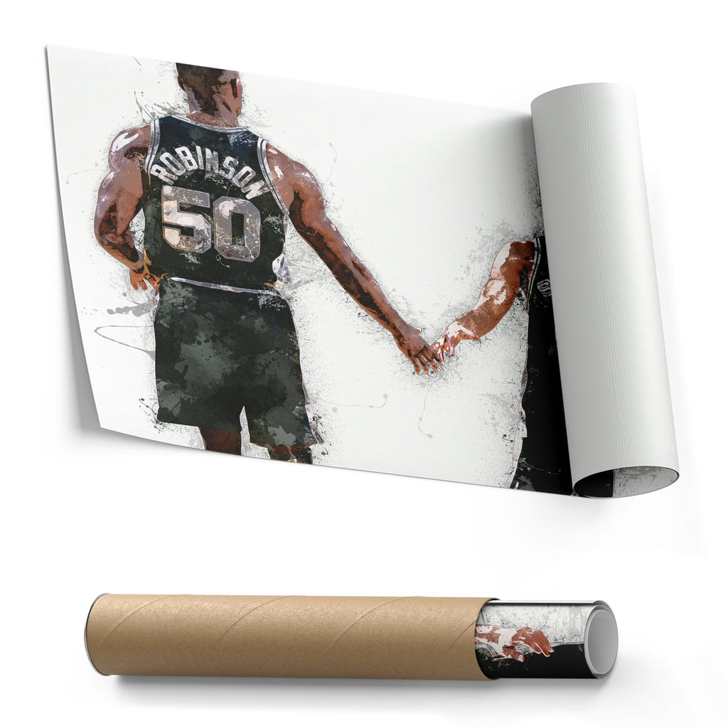 Tim Duncan & David Robinson Canvas Art – San Antonio Spurs Wall Decor