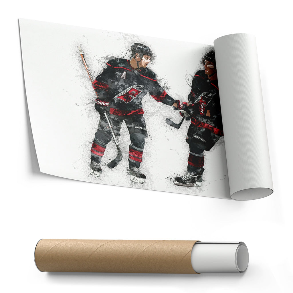 Sebastian Aho & Andrei Svechnikov Canvas Art – Carolina Hurricanes Wall Decor