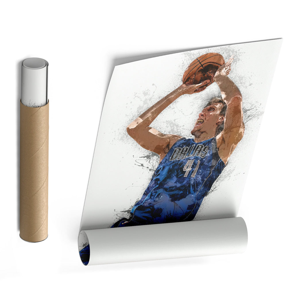 Dirk Nowitzki Canvas Art – Dallas Mavericks Legend Wall Decor