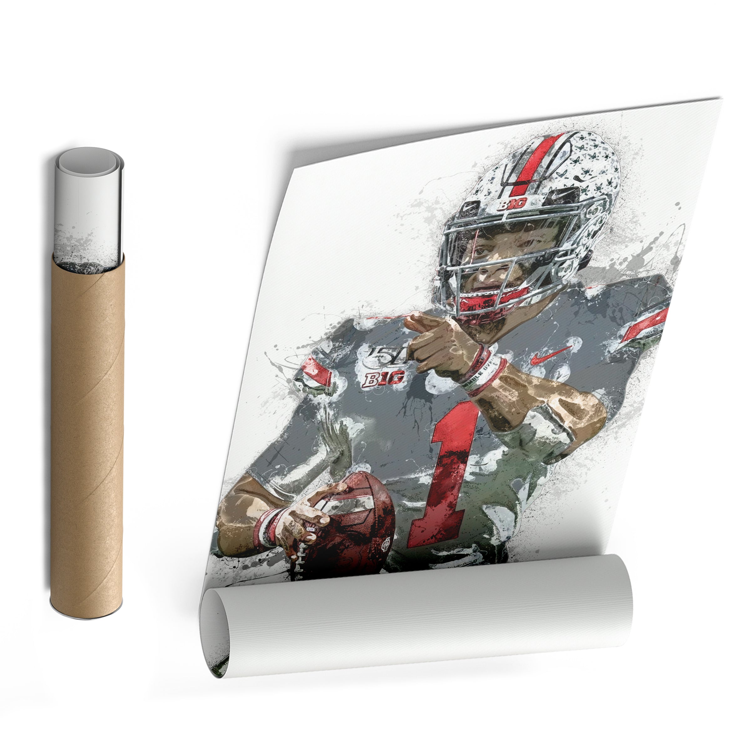 Justin Fields Canvas Art – Ohio State Buckeyes Wall Decor