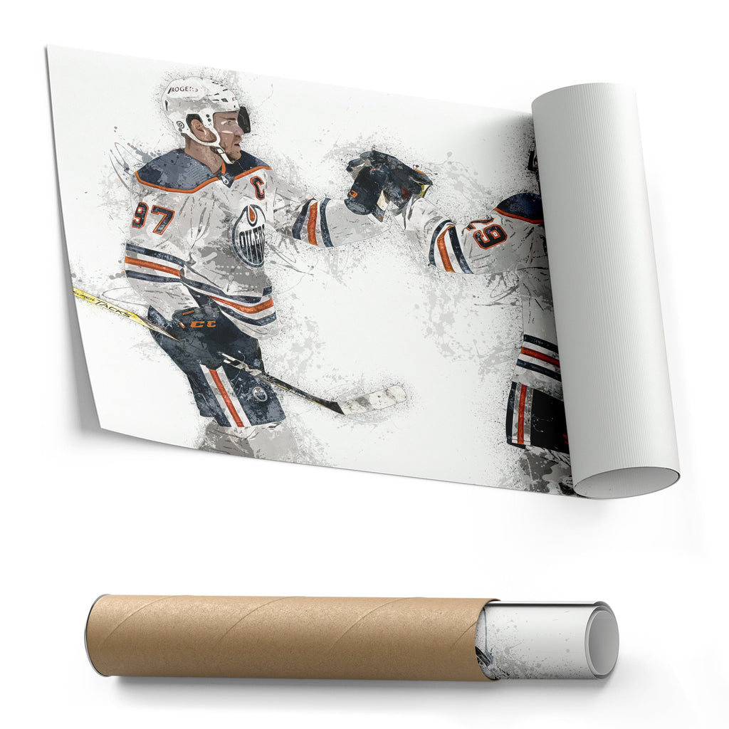 Connor McDavid & Leon Draisaitl Canvas Art – Edmonton Oilers Wall Decor