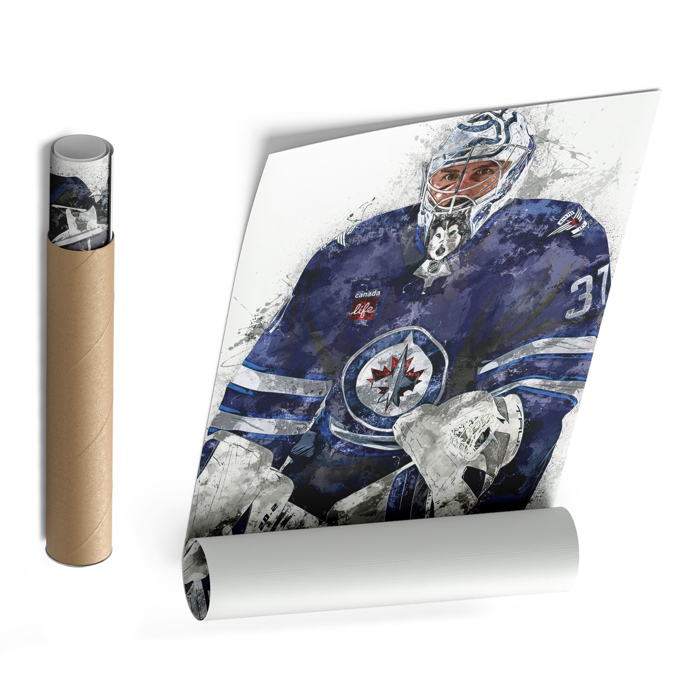 Connor Hellebuyck Canvas Art – Winnipeg Jets Wall Decor