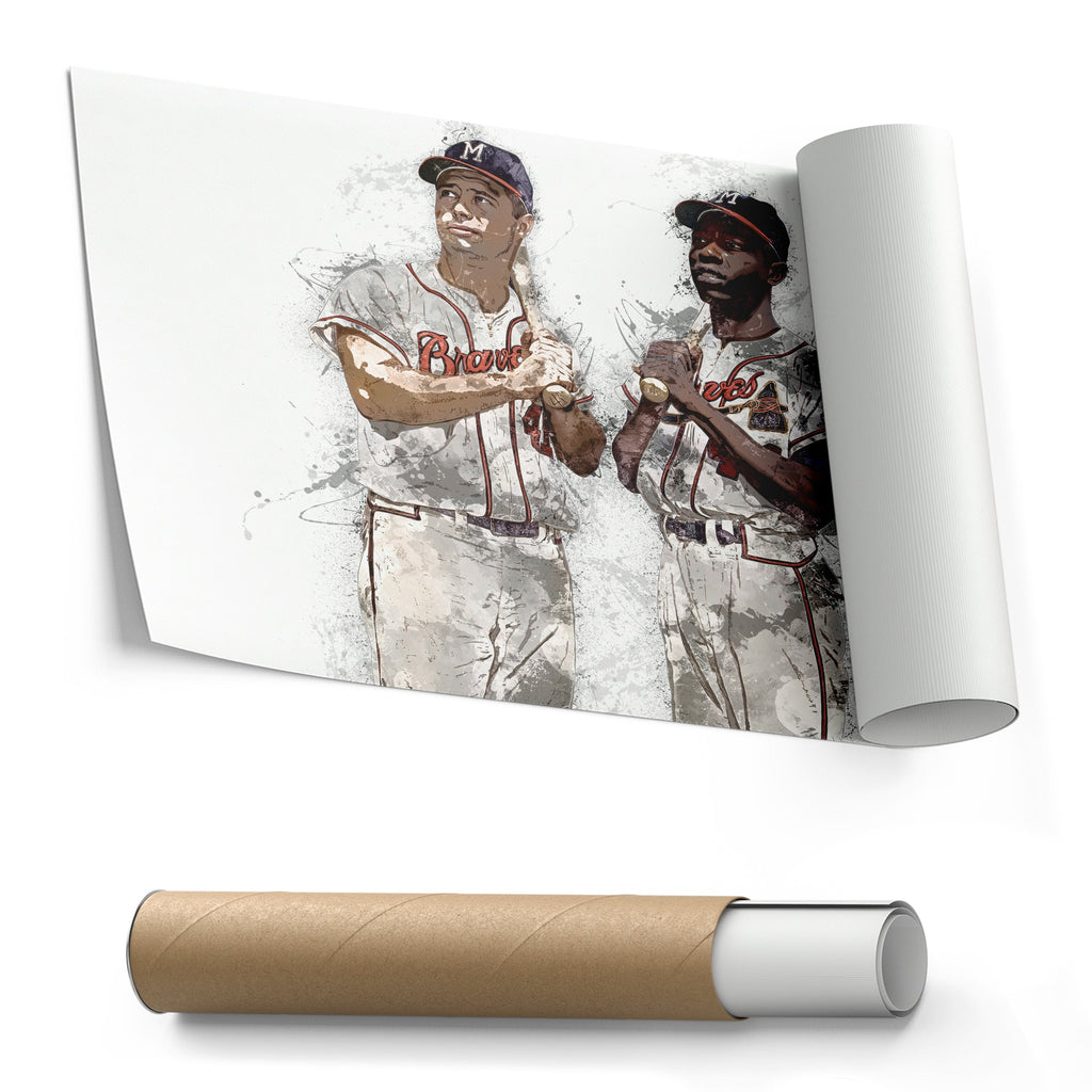 Hank Aaron & Eddie Mathews Canvas Art – Milwaukee Braves Wall Decor