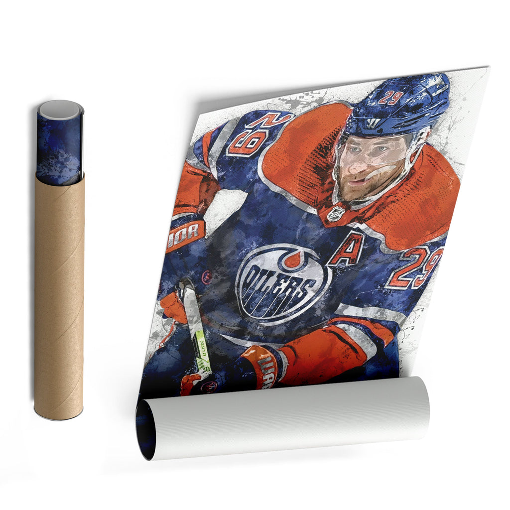 Leon Draisaitl Canvas Art – Edmonton Oilers Wall Decor