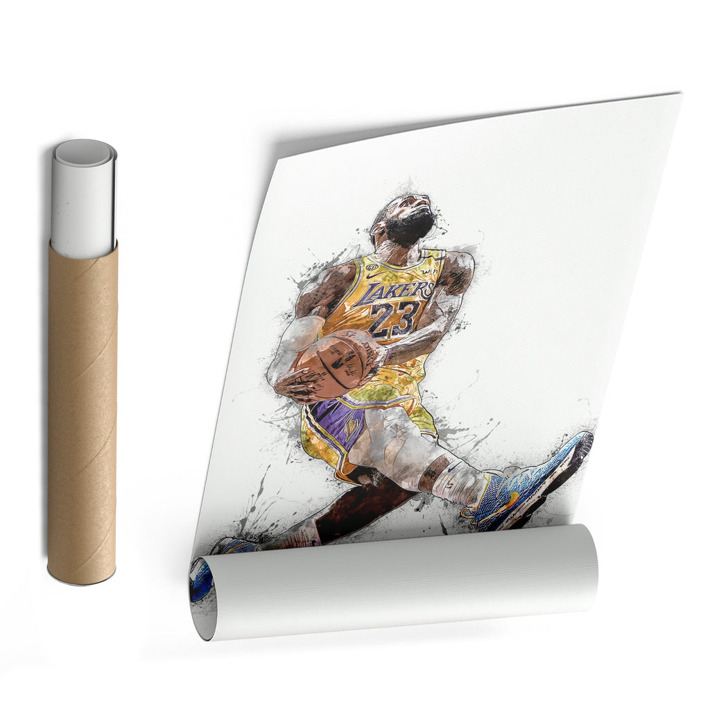 LeBron James Dunk Canvas Art – Los Angeles Lakers Wall Decor