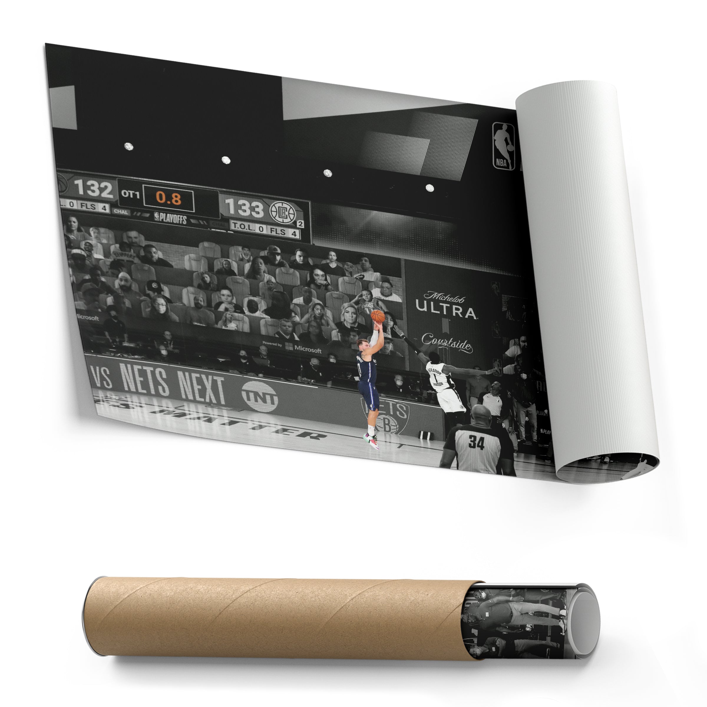 Luka Doncic Canvas Art – Mavericks Buzzer Beater Decor