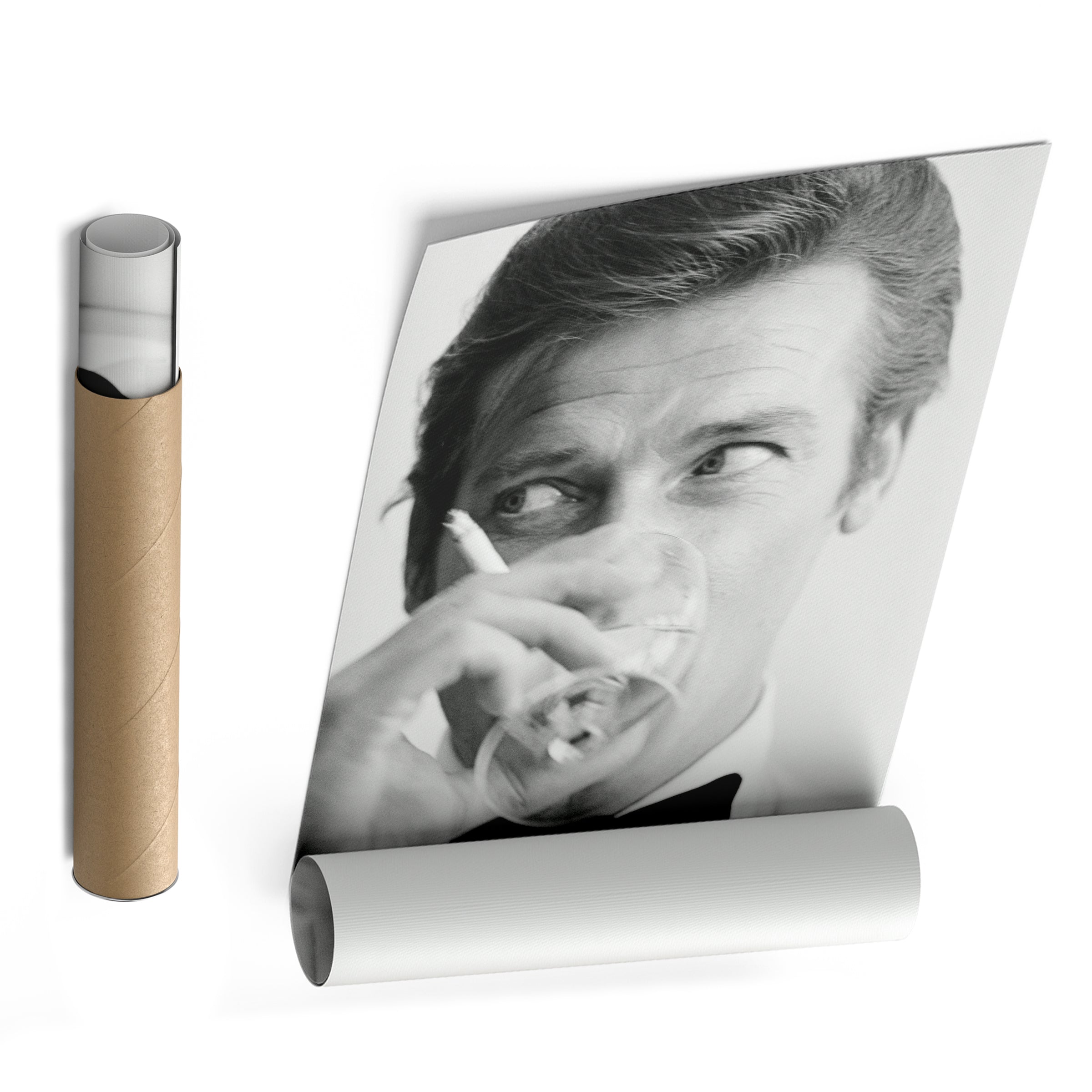 Roger Moore Canvas Art – James Bond Smoking Wall Decor