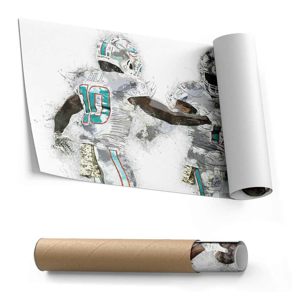 Tyreek Hill & Jaylen Waddle Canvas Art – Miami Dolphins Wall Decor
