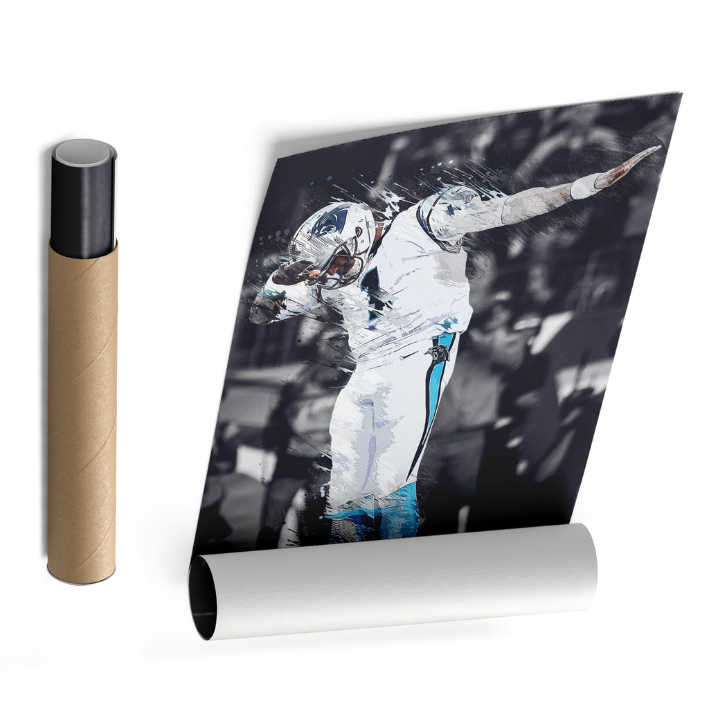 Cam Newton Canvas Art - Panthers Dab Celebration Wall Decor