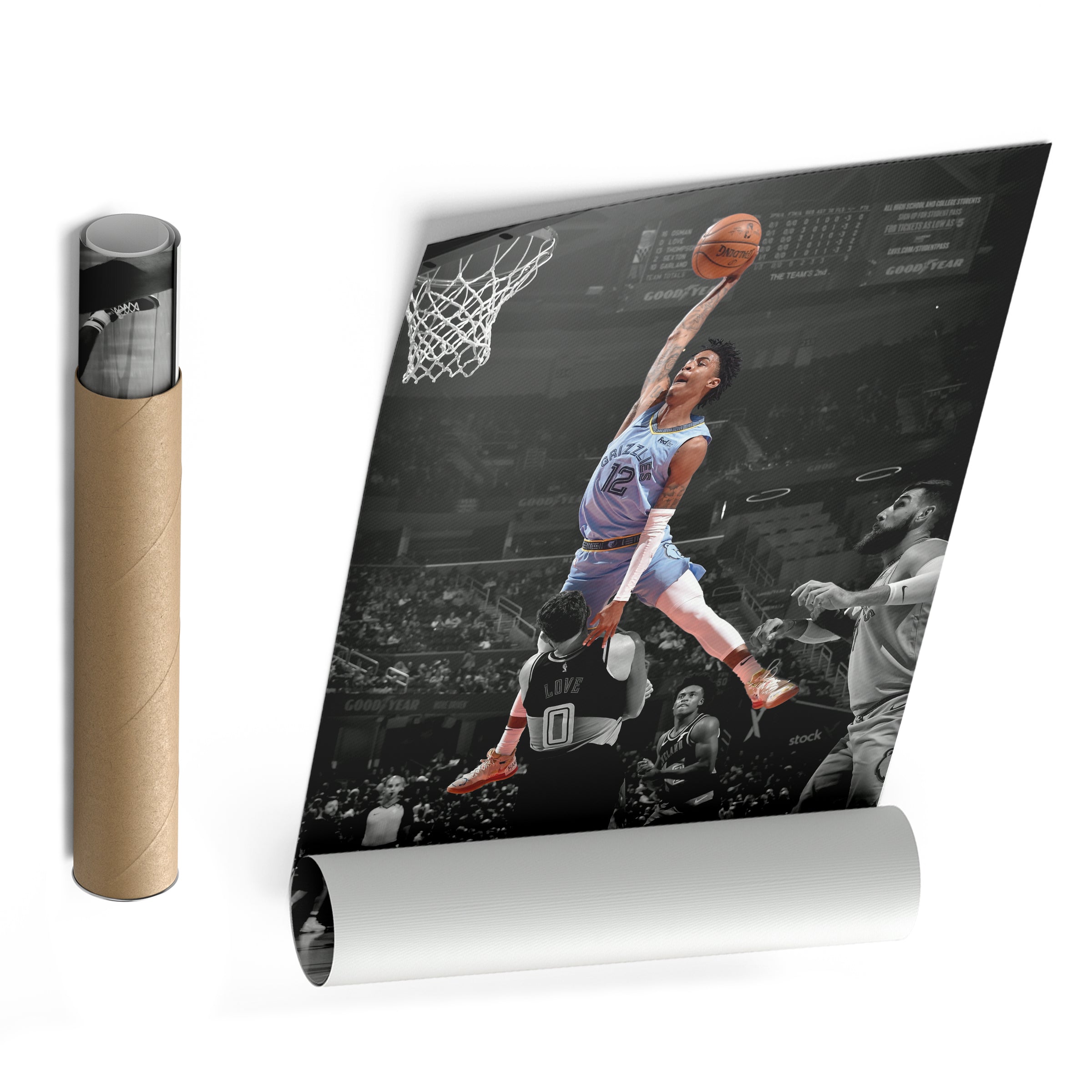 Ja Morant Canvas Art – Dunk on Kevin Love Wall Decor