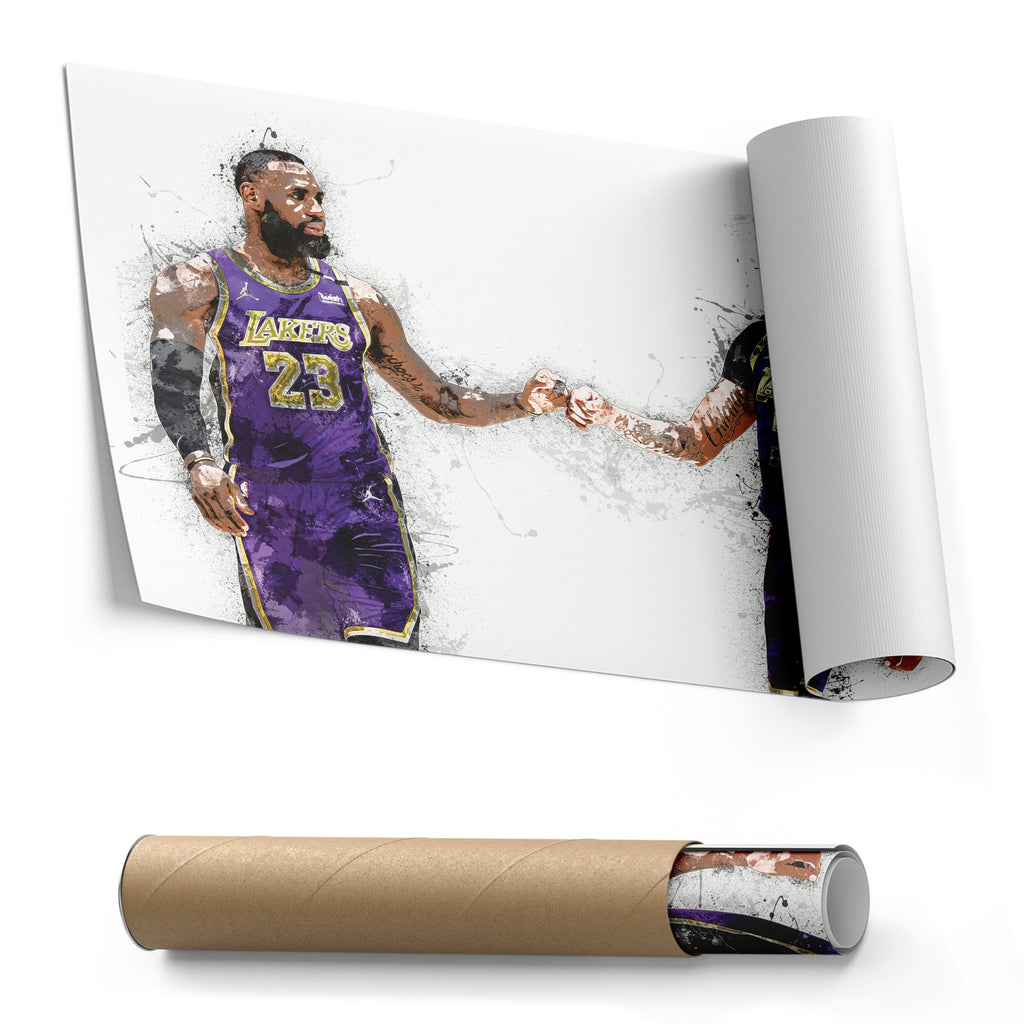LeBron James & Anthony Davis Canvas Art – Los Angeles Lakers Wall Decor