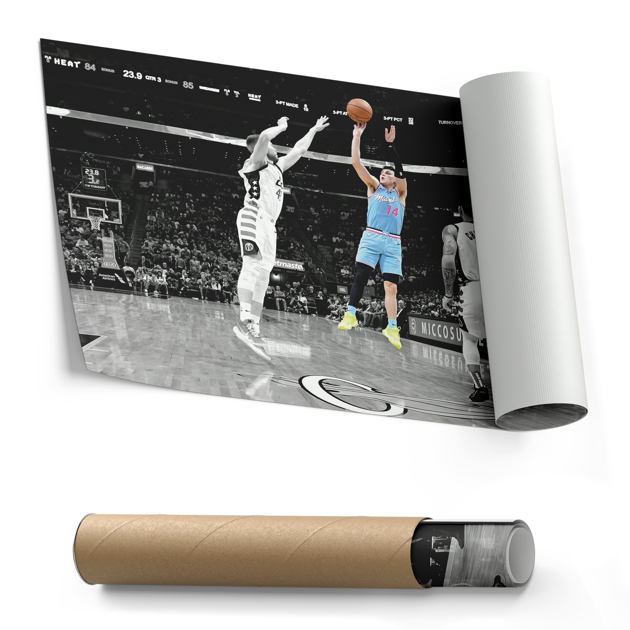 Tyler Herro Canvas Art – Clutch Shot Basketball Decor