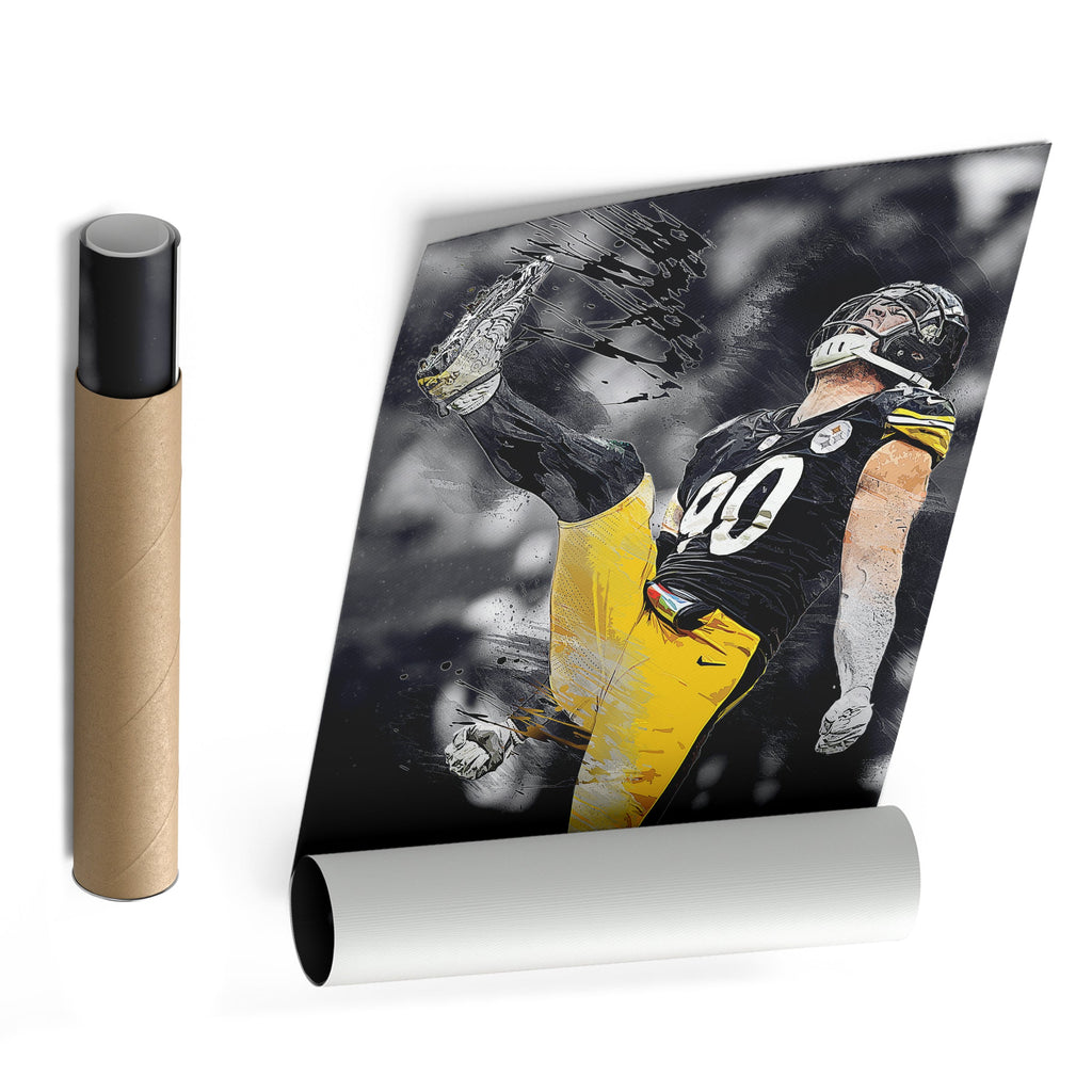 T.J. Watt Canvas Art – Steelers Celebration Wall Decor