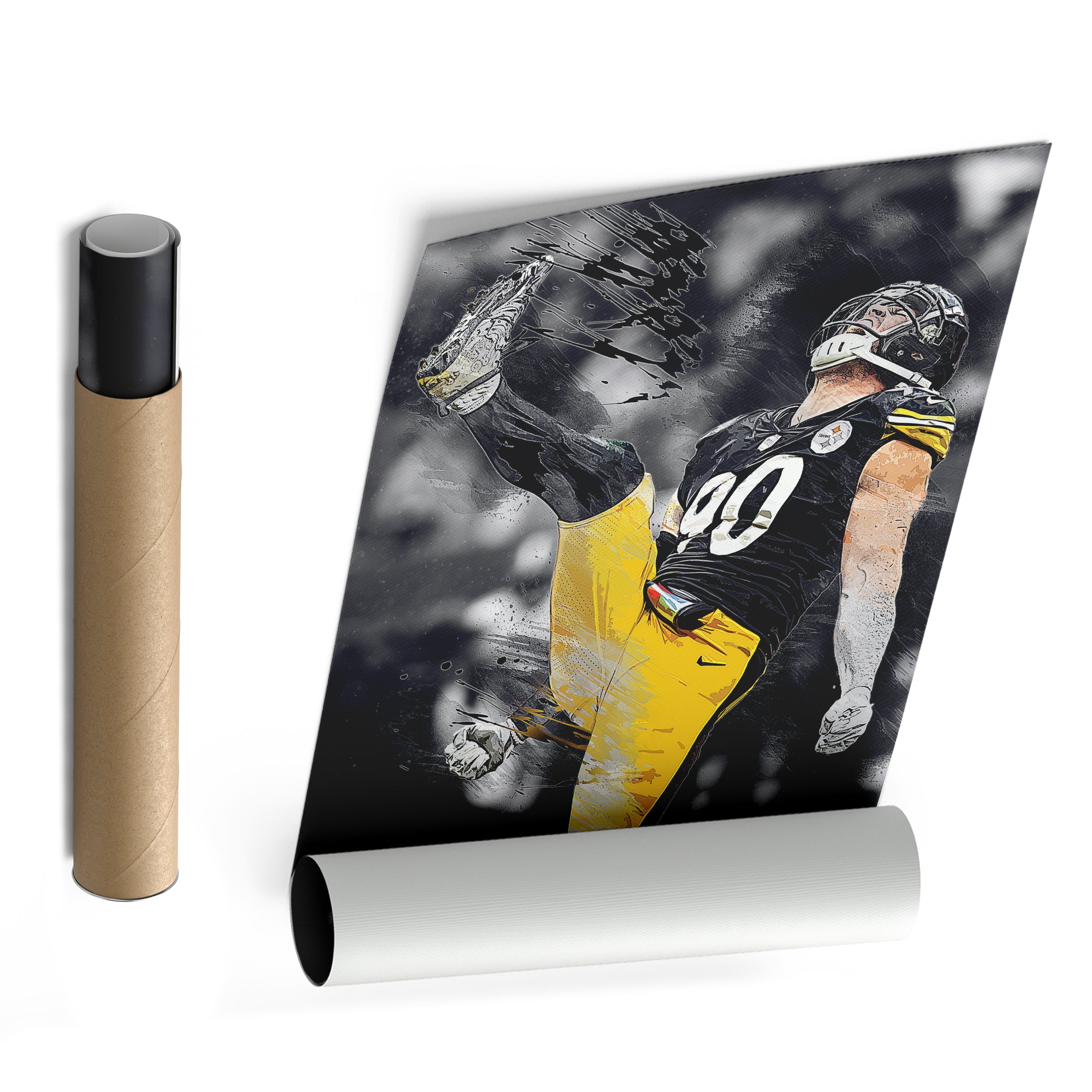 T.J. Watt Canvas Art – Steelers Celebration Wall Decor