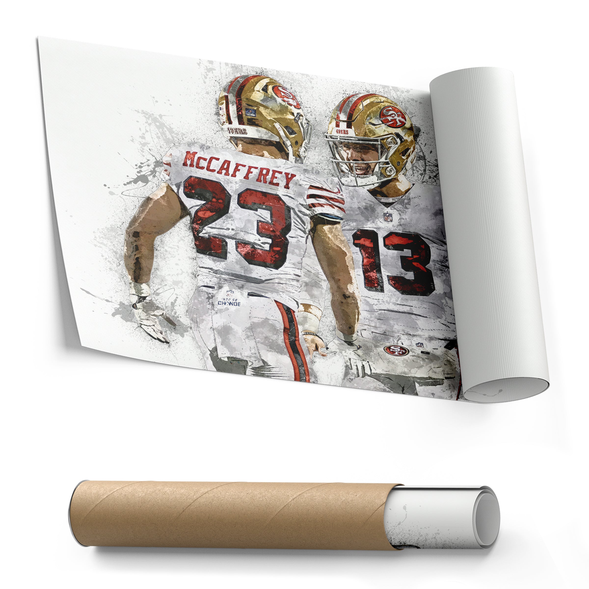 Christian McCaffrey & Brock Purdy Canvas Art – San Francisco 49ers Wall Decor