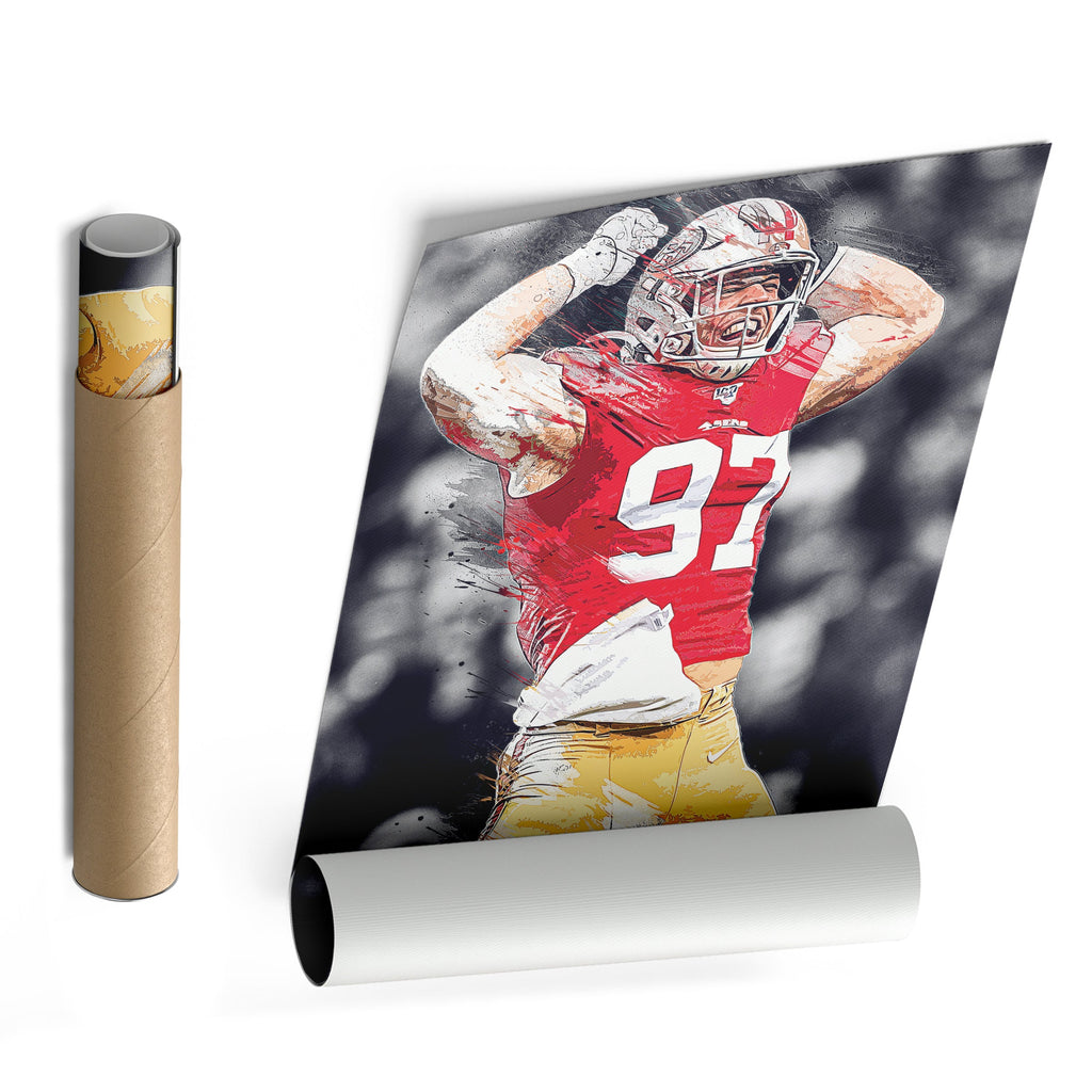 Nick Bosa Canvas Art – 49ers NFL Celebration Wall Decor