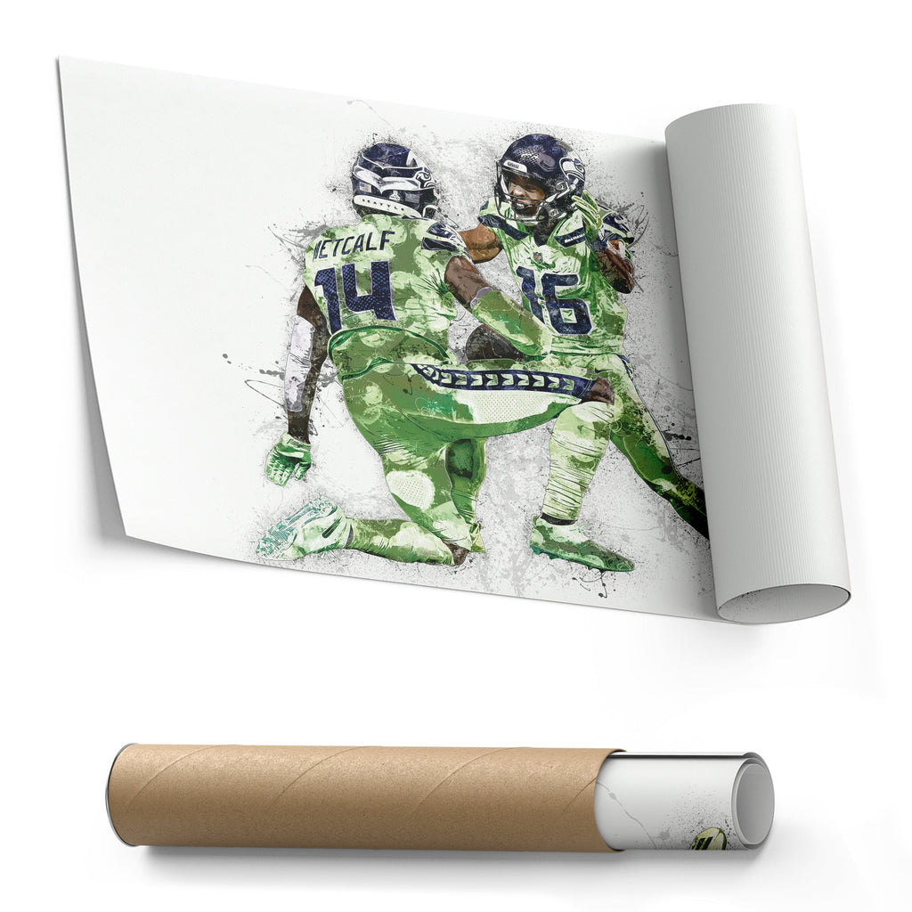 DK Metcalf & Tyler Lockett Canvas Art – Seattle Seahawks Wall Decor