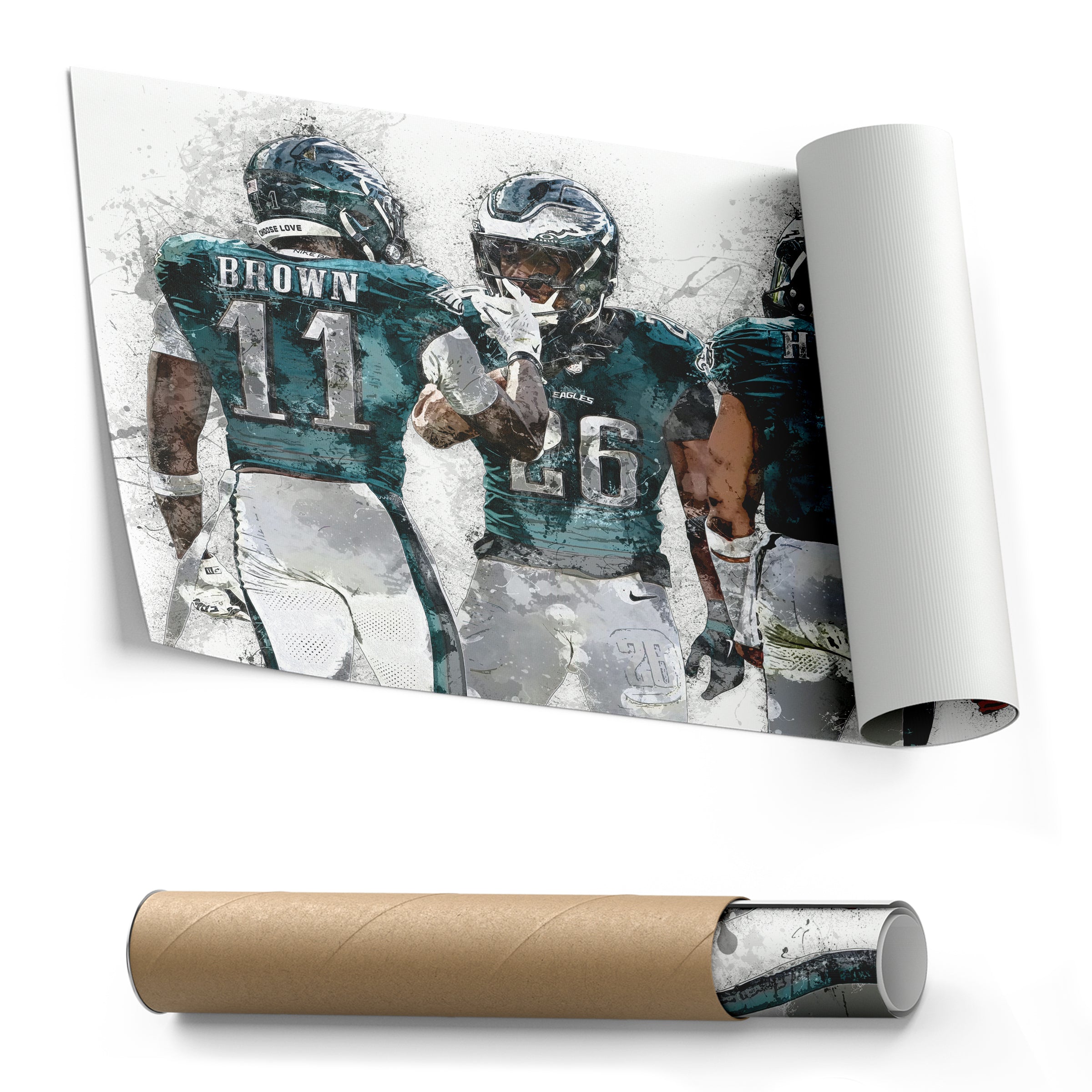 Jalen Hurts, A.J. Brown & Saquon Barkley Canvas Art – Philadelphia Eagles Wall Decor