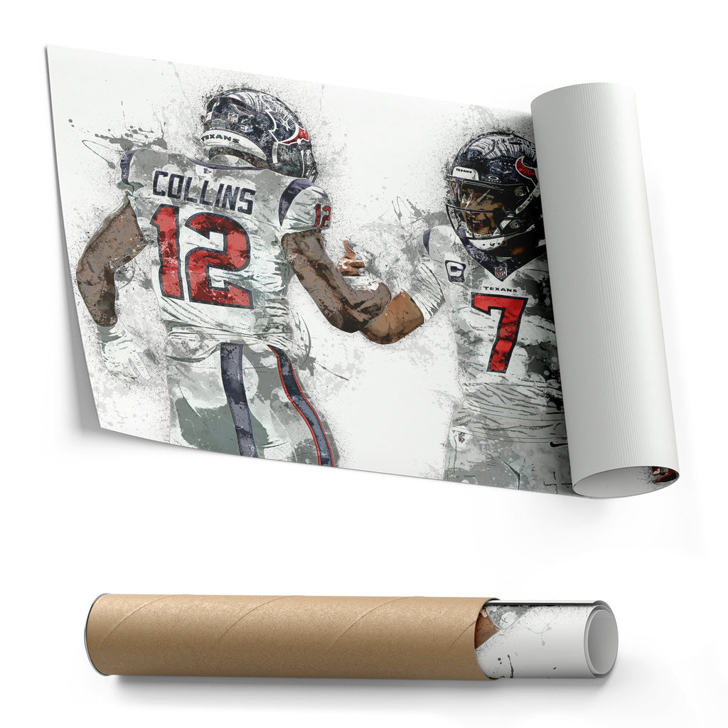CJ Stroud & Nico Collins Canvas Art – Houston Texans Wall Decor