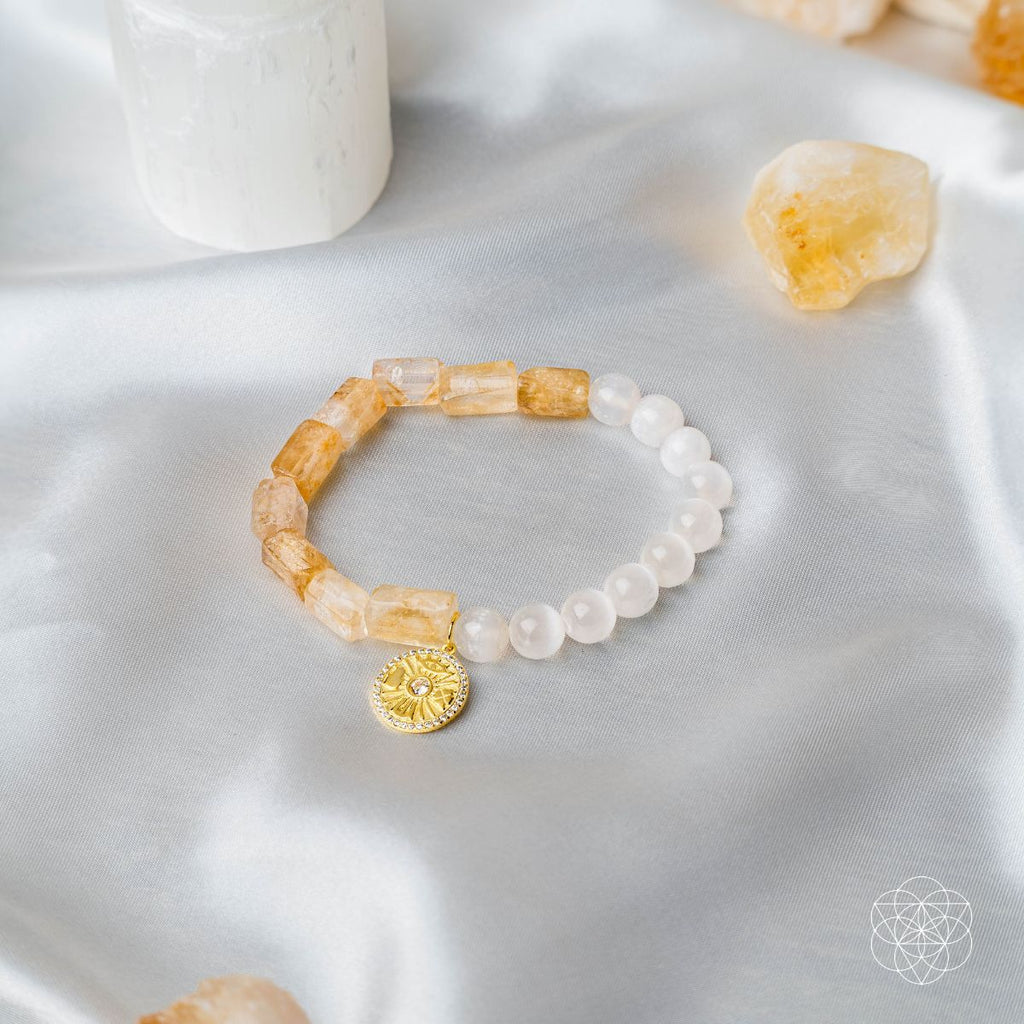 Quartet of Luck - Citrine & Selenite Bracelet of Serendipity