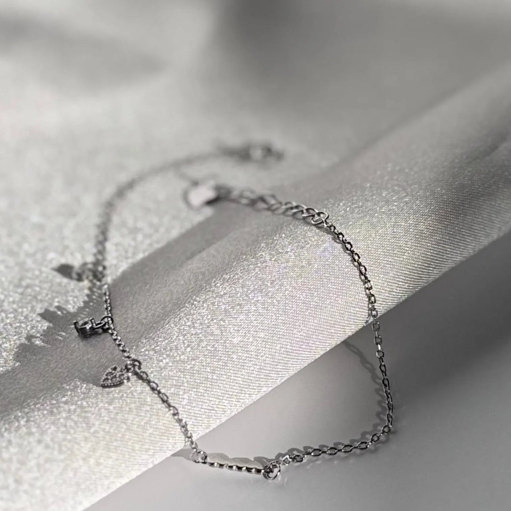 S925 Sterling Silver Heart Zirconia Bracelet - Romantic Hypoallergenic Jewelry for Women