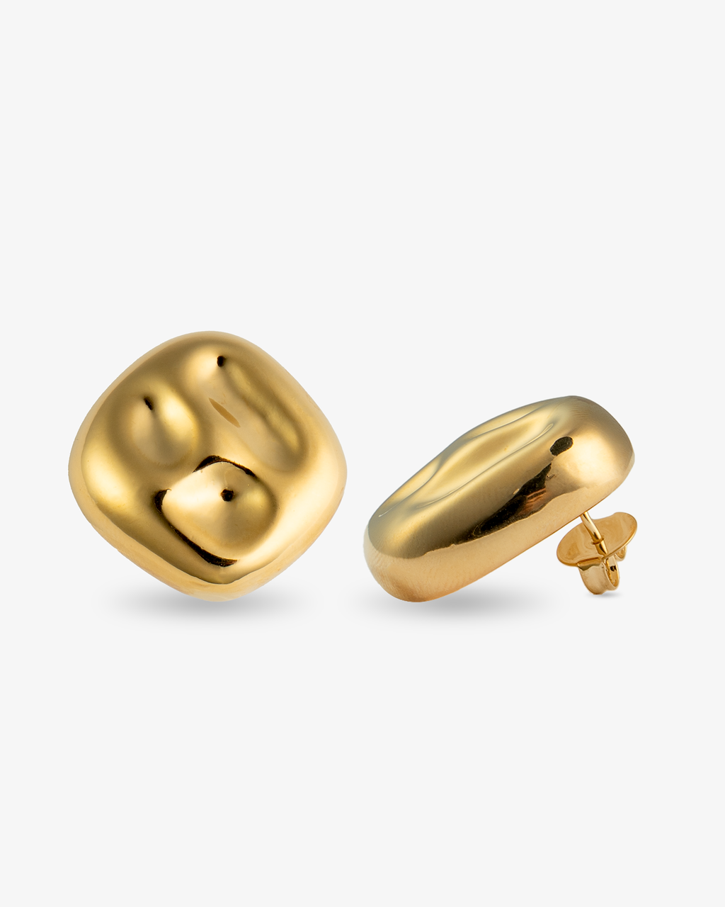 Sara Organic Square Gold Statement Earrings