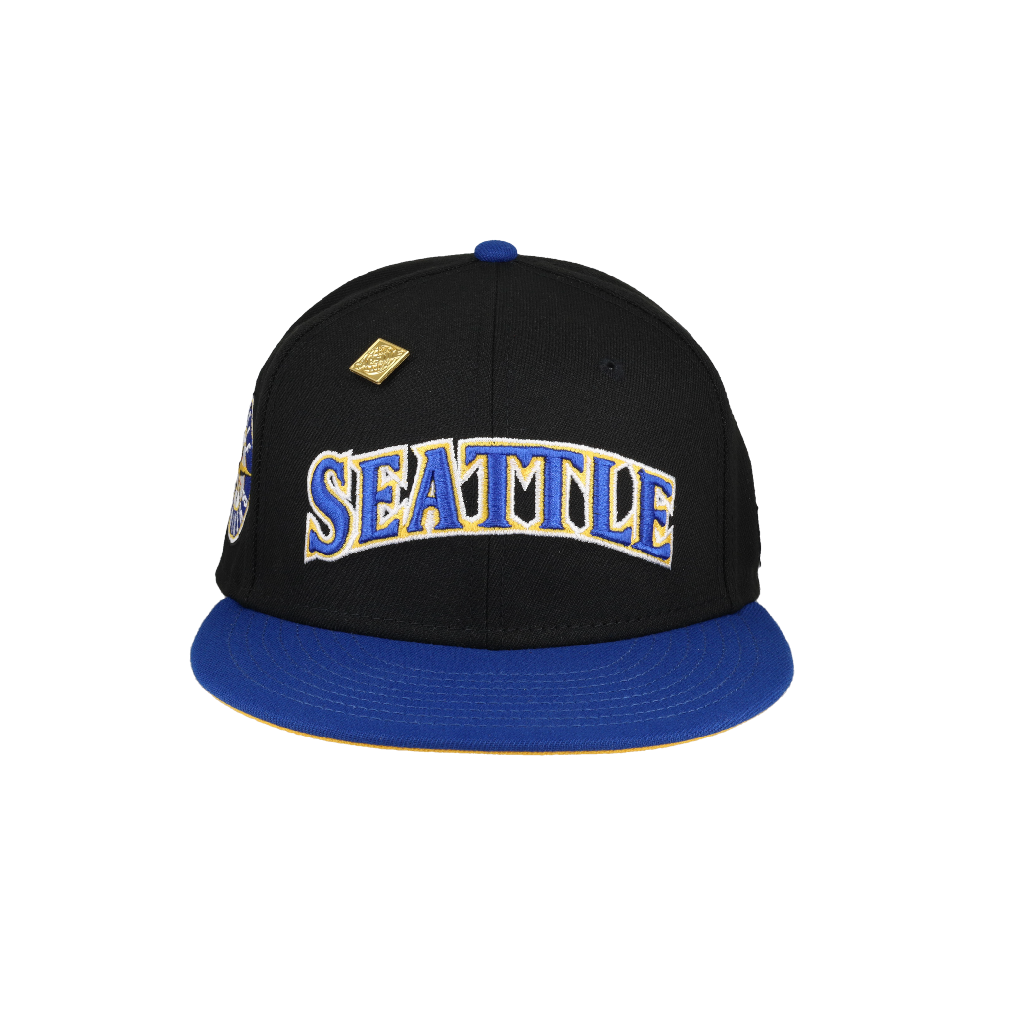 Seattle Mariners Script compass Logo Black New Era 59Fifty Fitted Hat