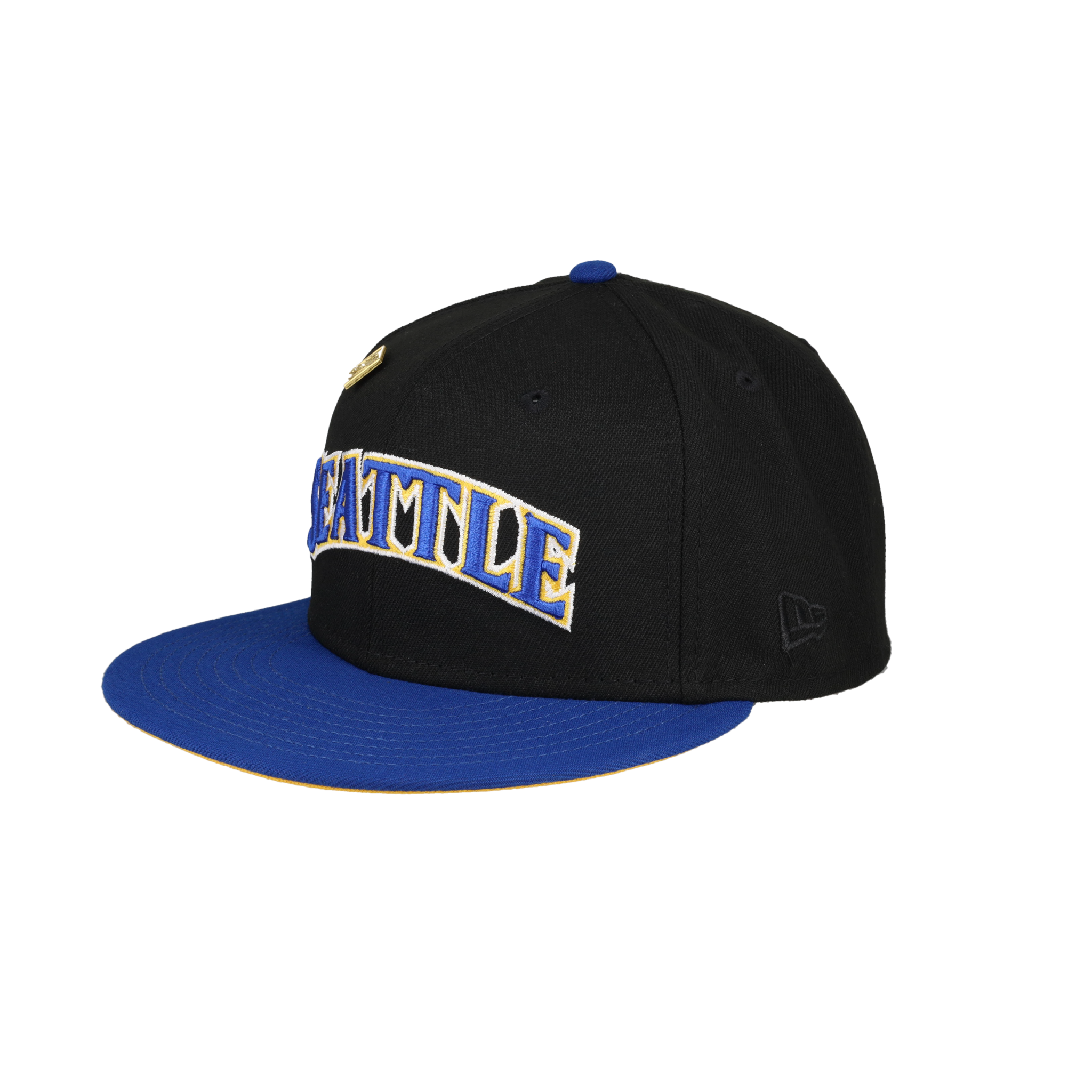 Seattle Mariners Script compass Logo Black New Era 59Fifty Fitted Hat