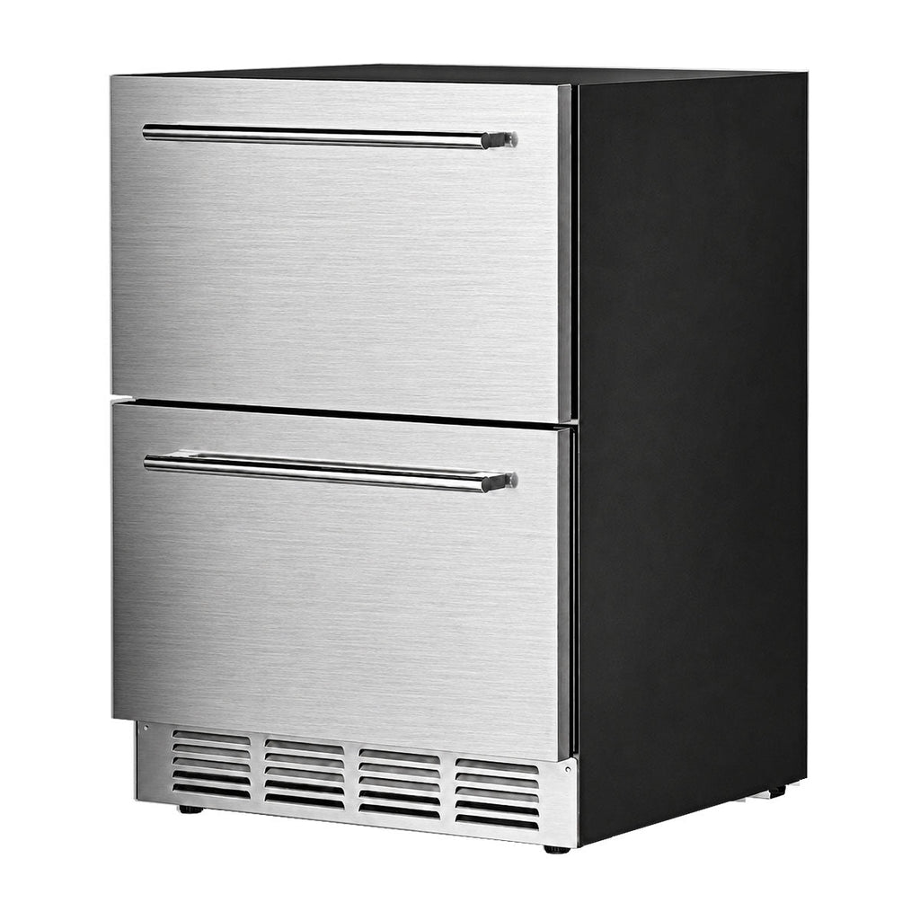 Kismile 24 Inch Built-In Double Drawer Refrigerator, 5.0 Cu.Ft Under Counter Beverage Fridge for Wine & Beer, Stainless Steel