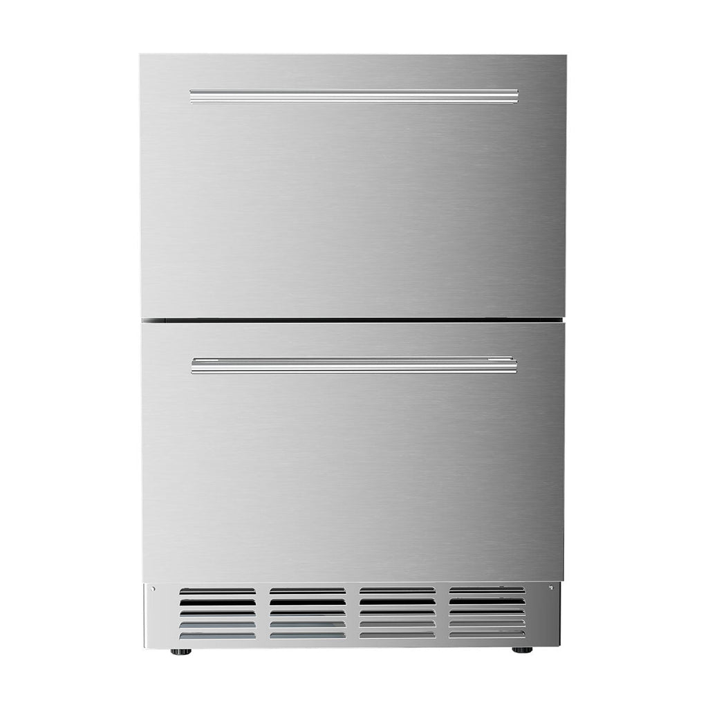 Kismile 24 Inch Built-In Double Drawer Refrigerator, 5.0 Cu.Ft Under Counter Beverage Fridge for Wine & Beer, Stainless Steel