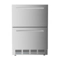 Kismile 24 Inch Built-In Double Drawer Refrigerator, 5.0 Cu.Ft Under Counter Beverage Fridge for Wine & Beer, Stainless Steel