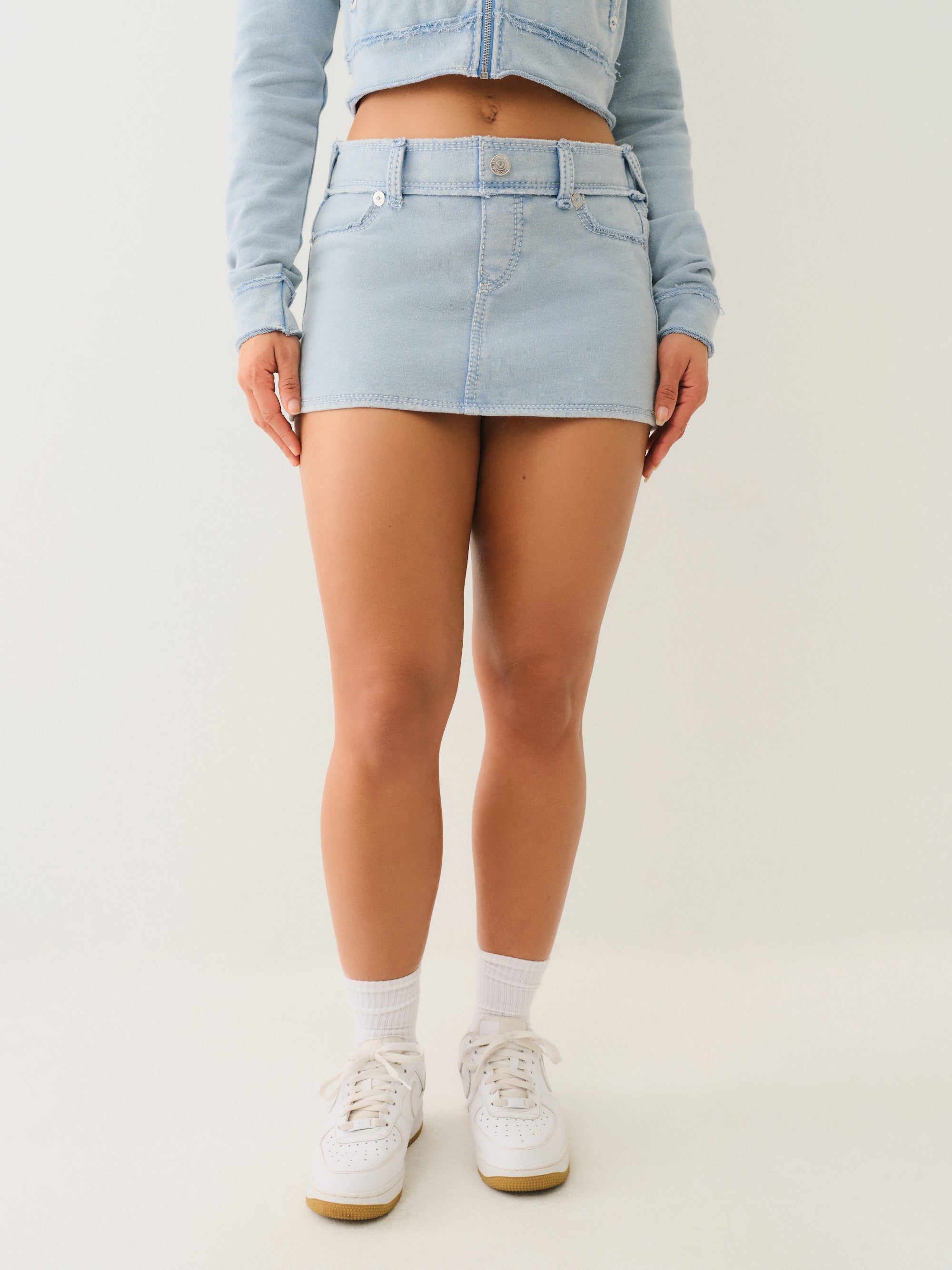 True Religion WASH Raw Edge Big T Mini Skirt *Preorder