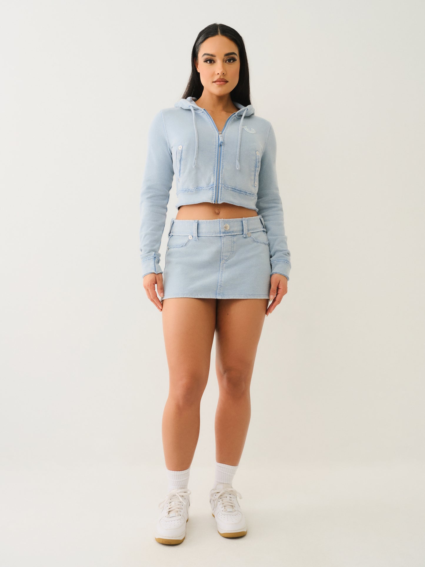 True Religion WASH Raw Edge Big T Mini Skirt *Preorder