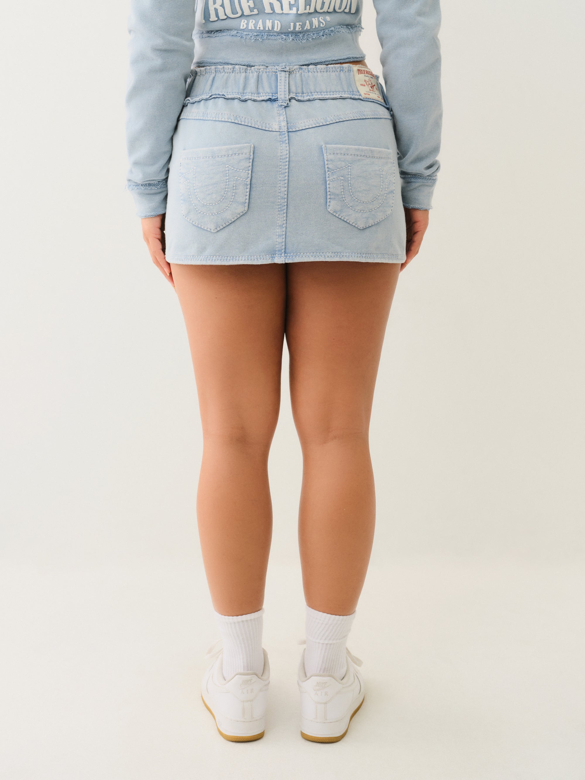 True Religion WASH Raw Edge Big T Mini Skirt *Preorder