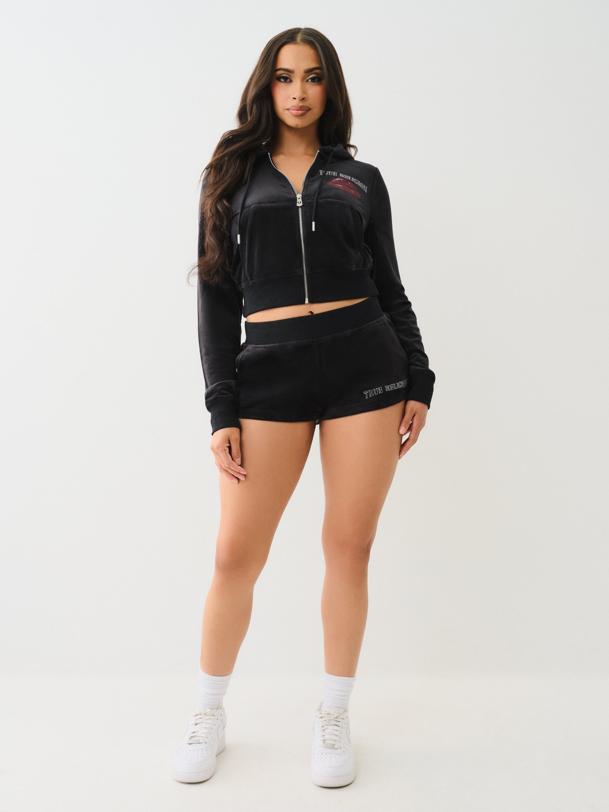 True Religion Crystal Lips Shrunken Hoodie *Preorder