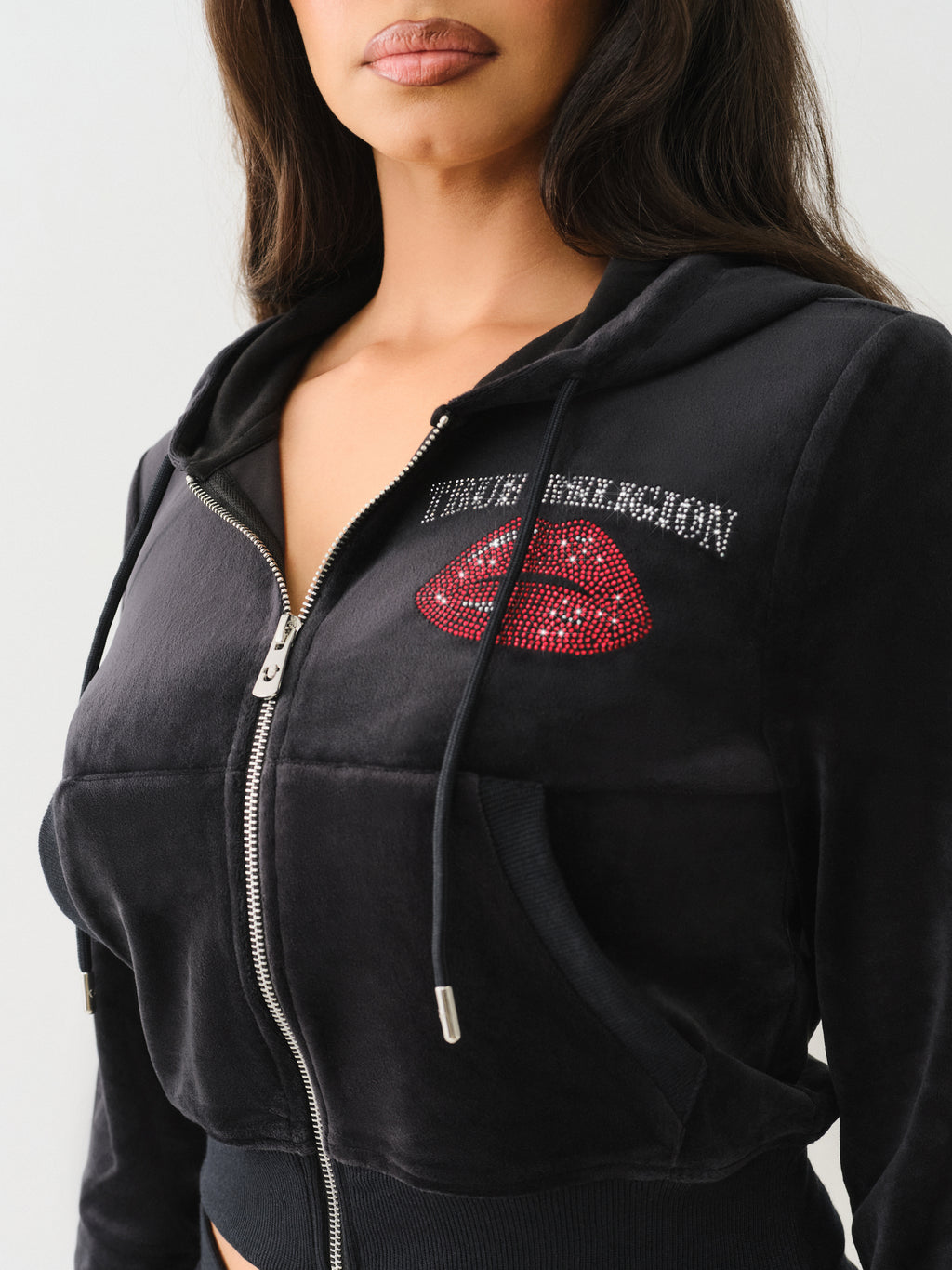 True Religion Crystal Lips Shrunken Hoodie *Preorder