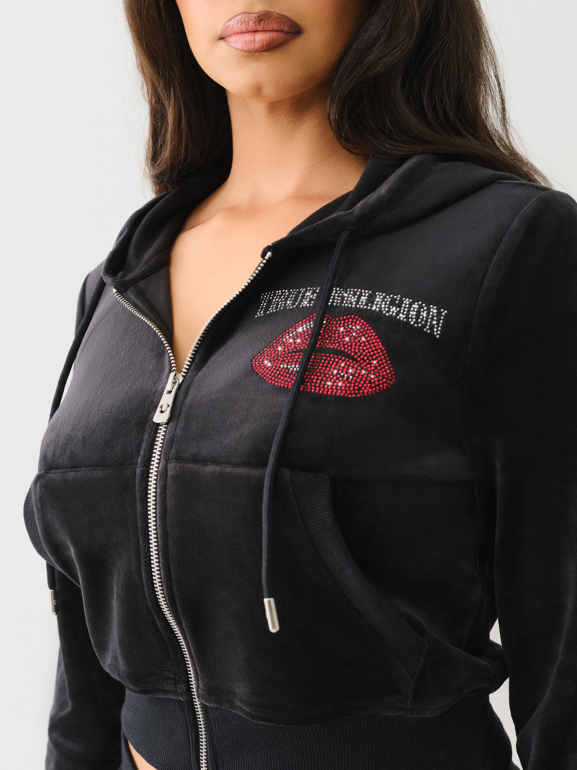 True Religion Crystal Lips Shrunken Hoodie *Preorder
