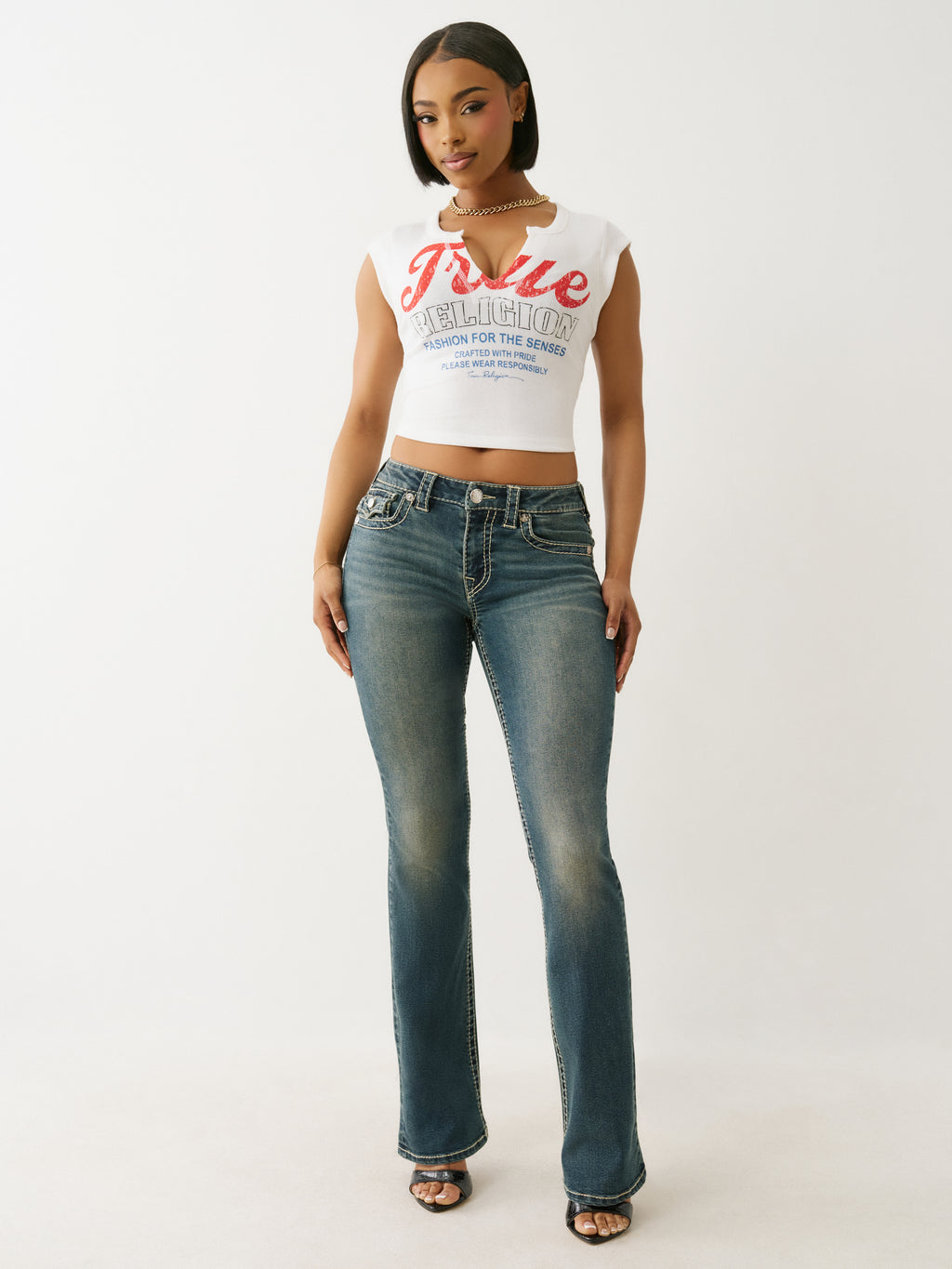 True Religion Vintage V Notch Rib Top