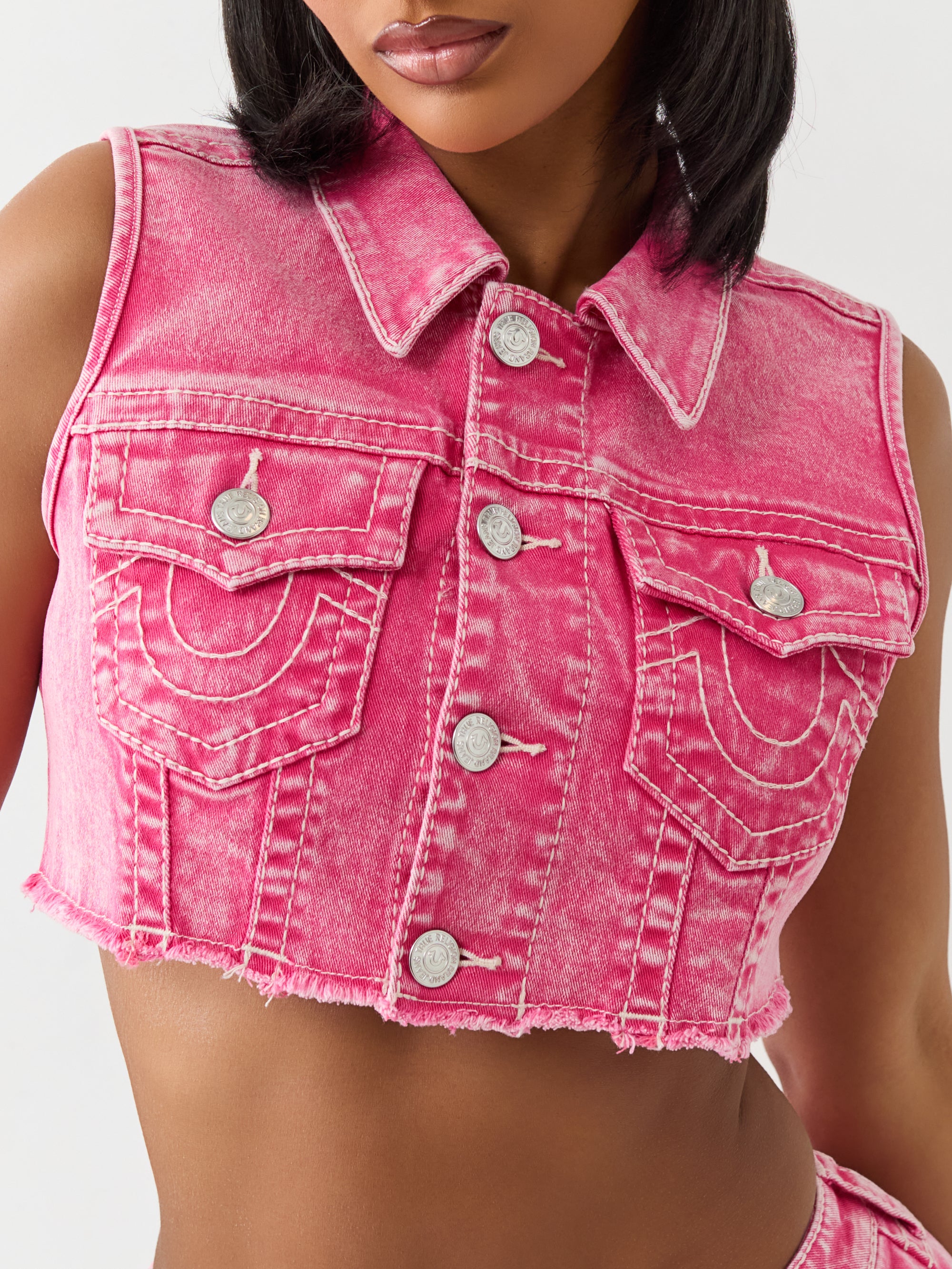 True Religion Cropped Vest Big T