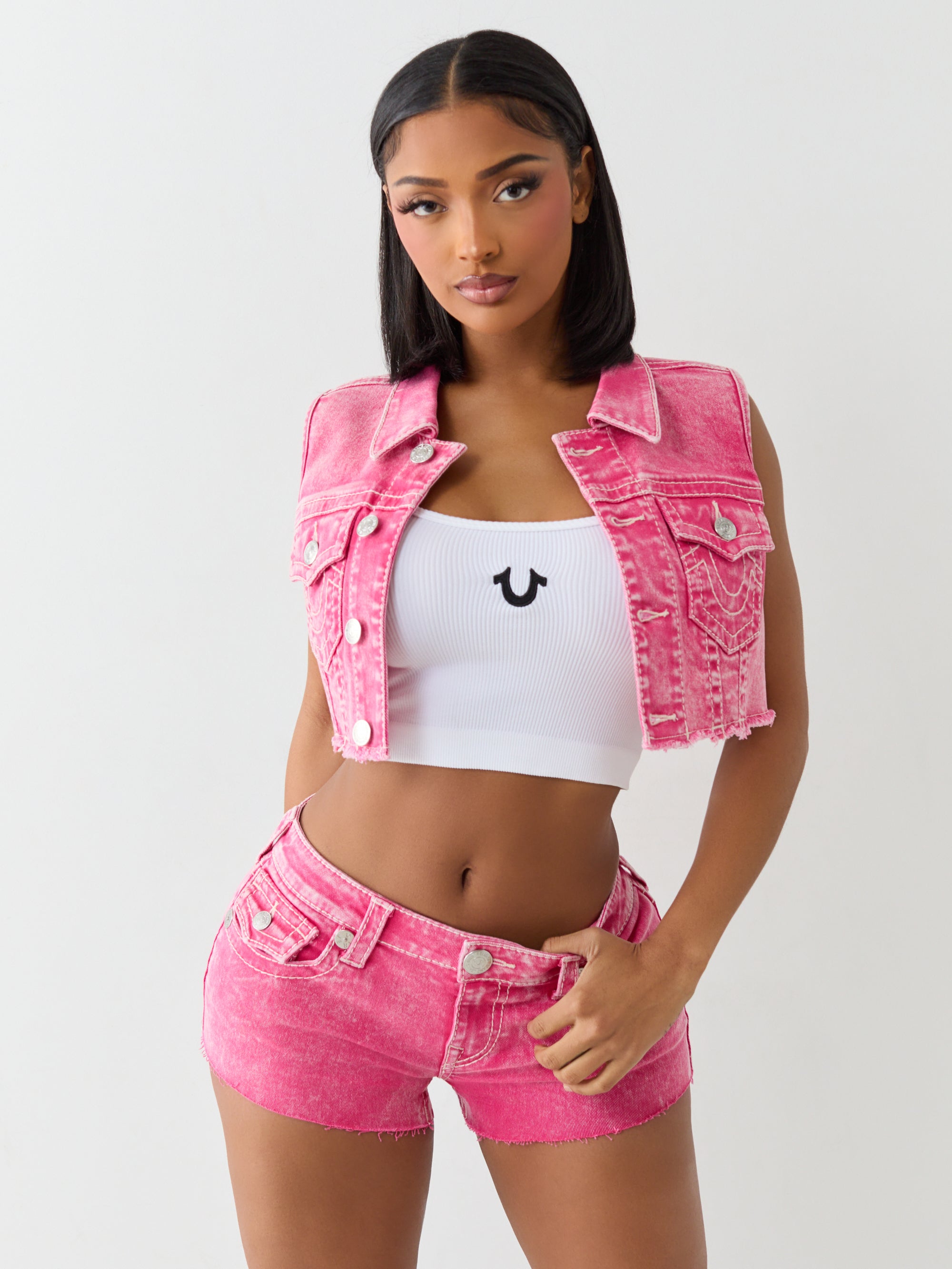 True Religion Cropped Vest Big T