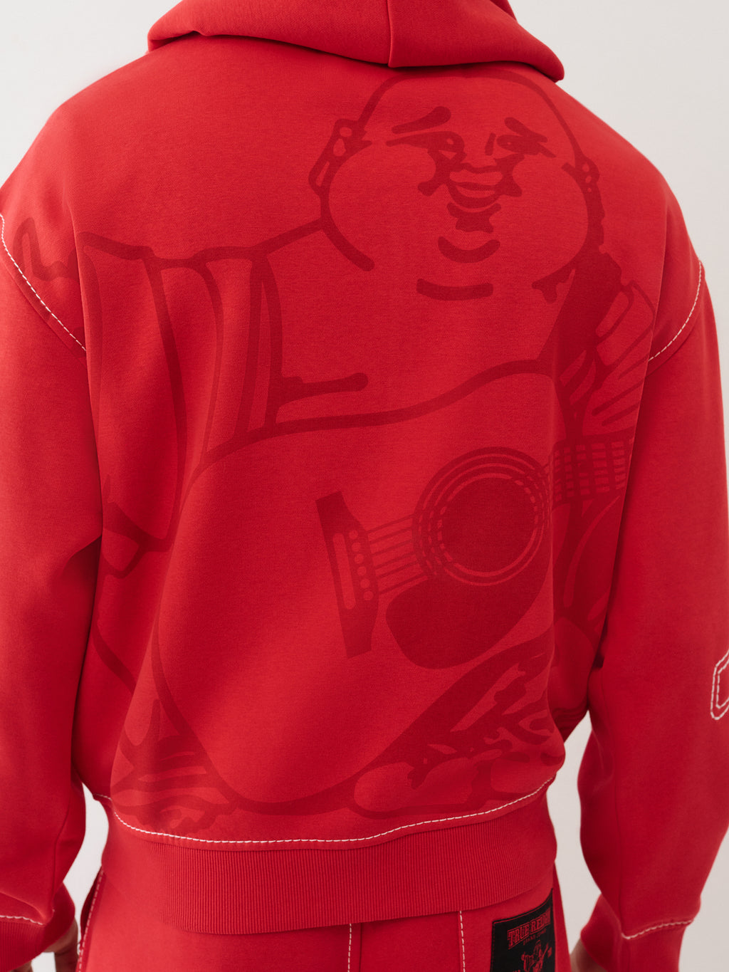 True Religion Cinched Big T Zip Up Hoodie Red