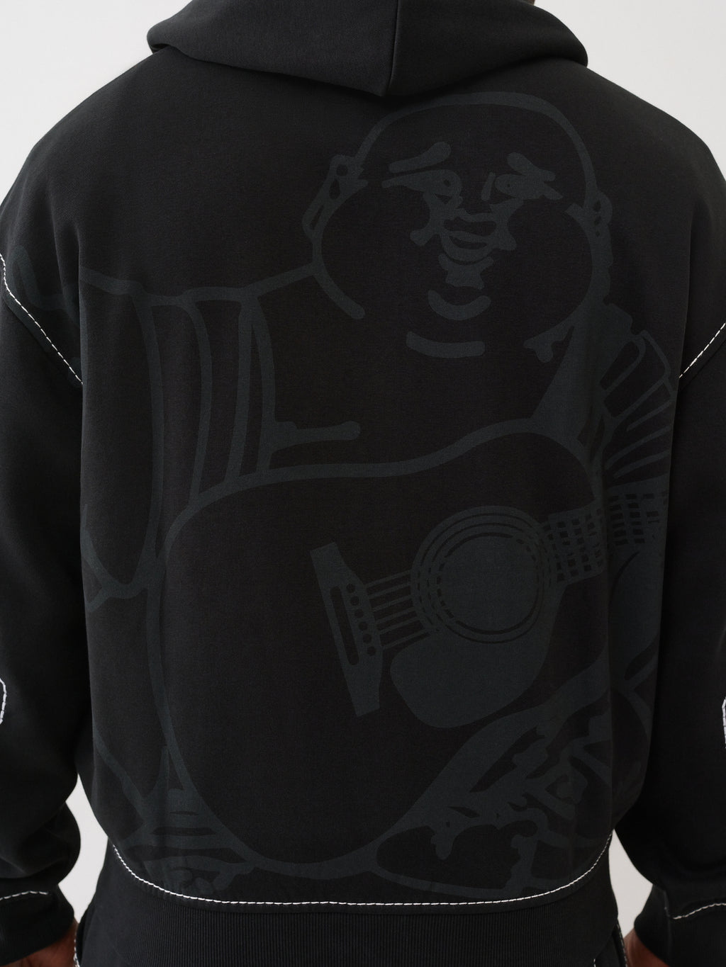 True Religion Cinched Big T Zip Up Hoodie Black