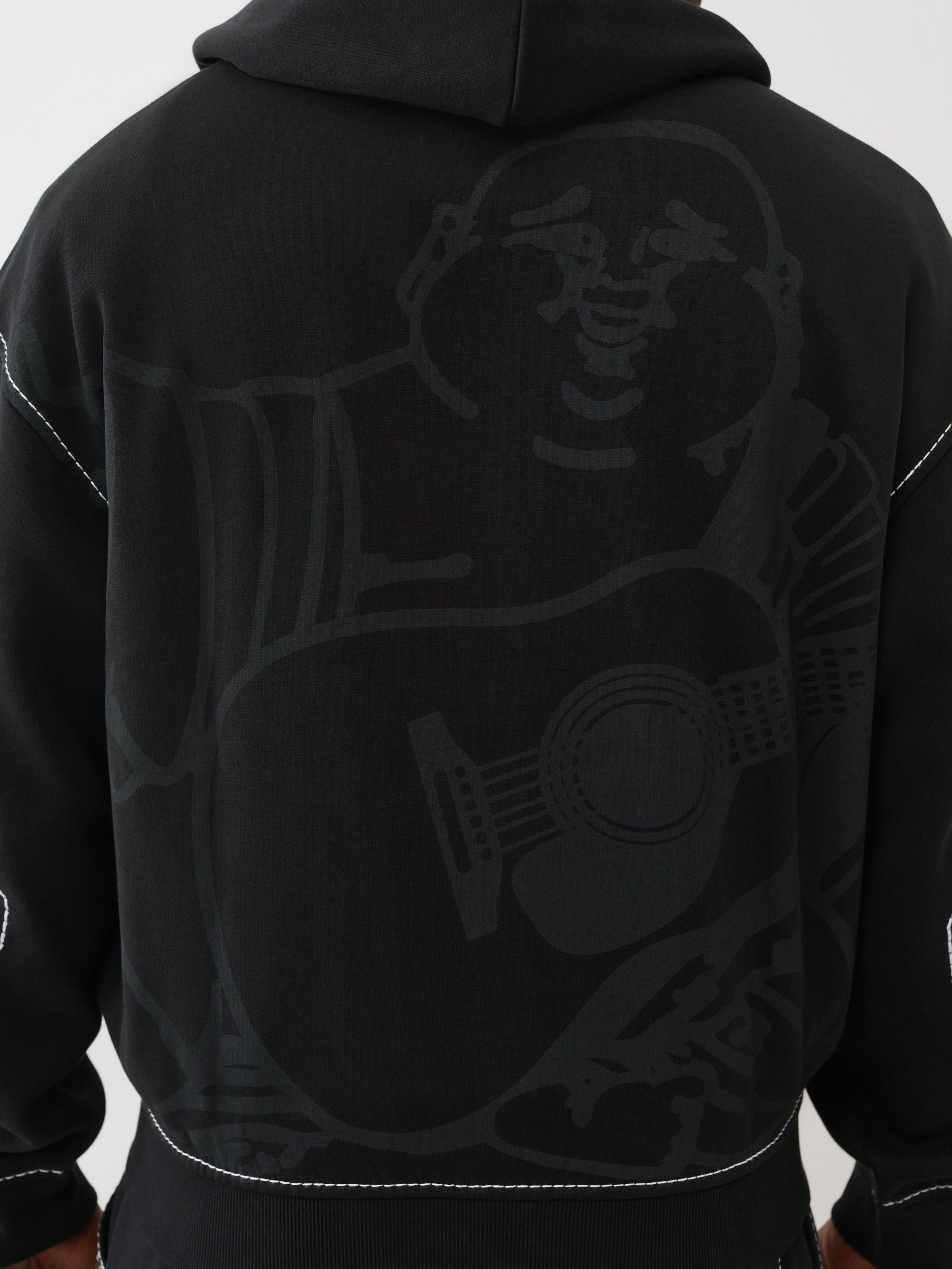 True Religion Cinched Big T Zip Up Hoodie Black