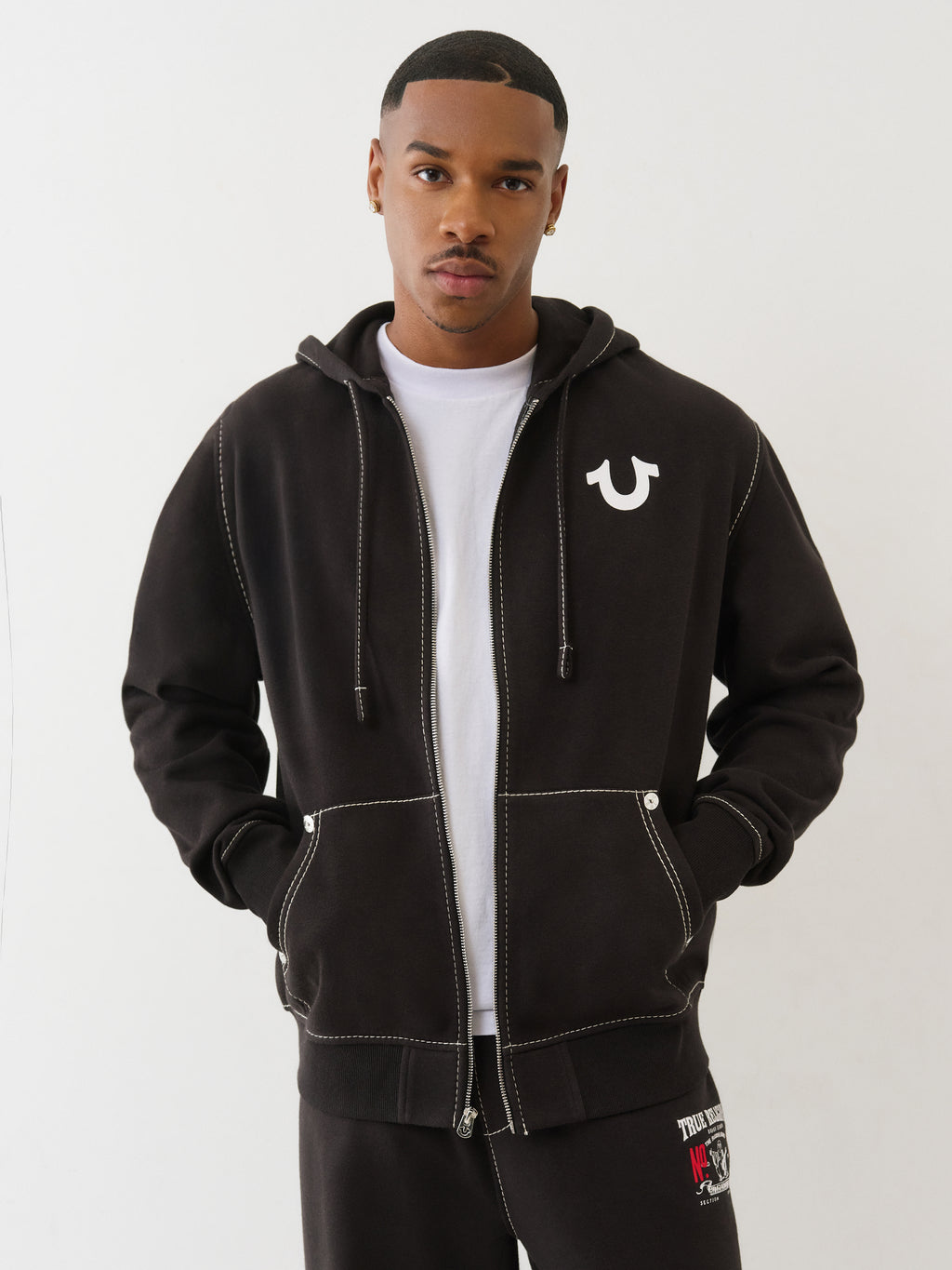 True Religion NO1 Big T Zip Up Hoodie
