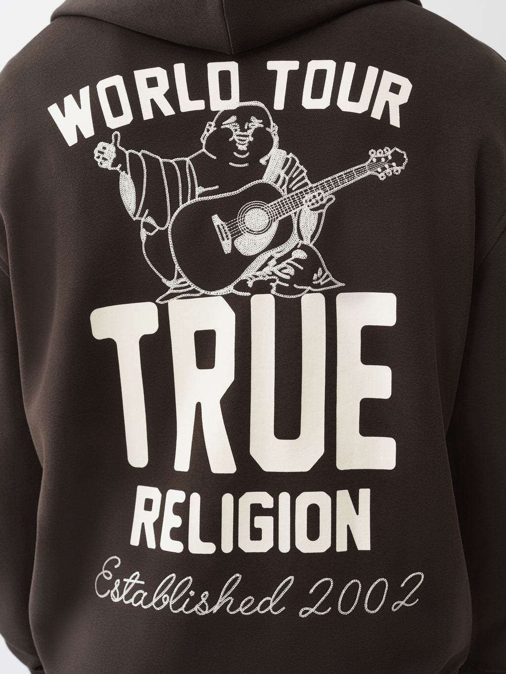 True Religion Patch Vintage Zip Up Hoodie Brown