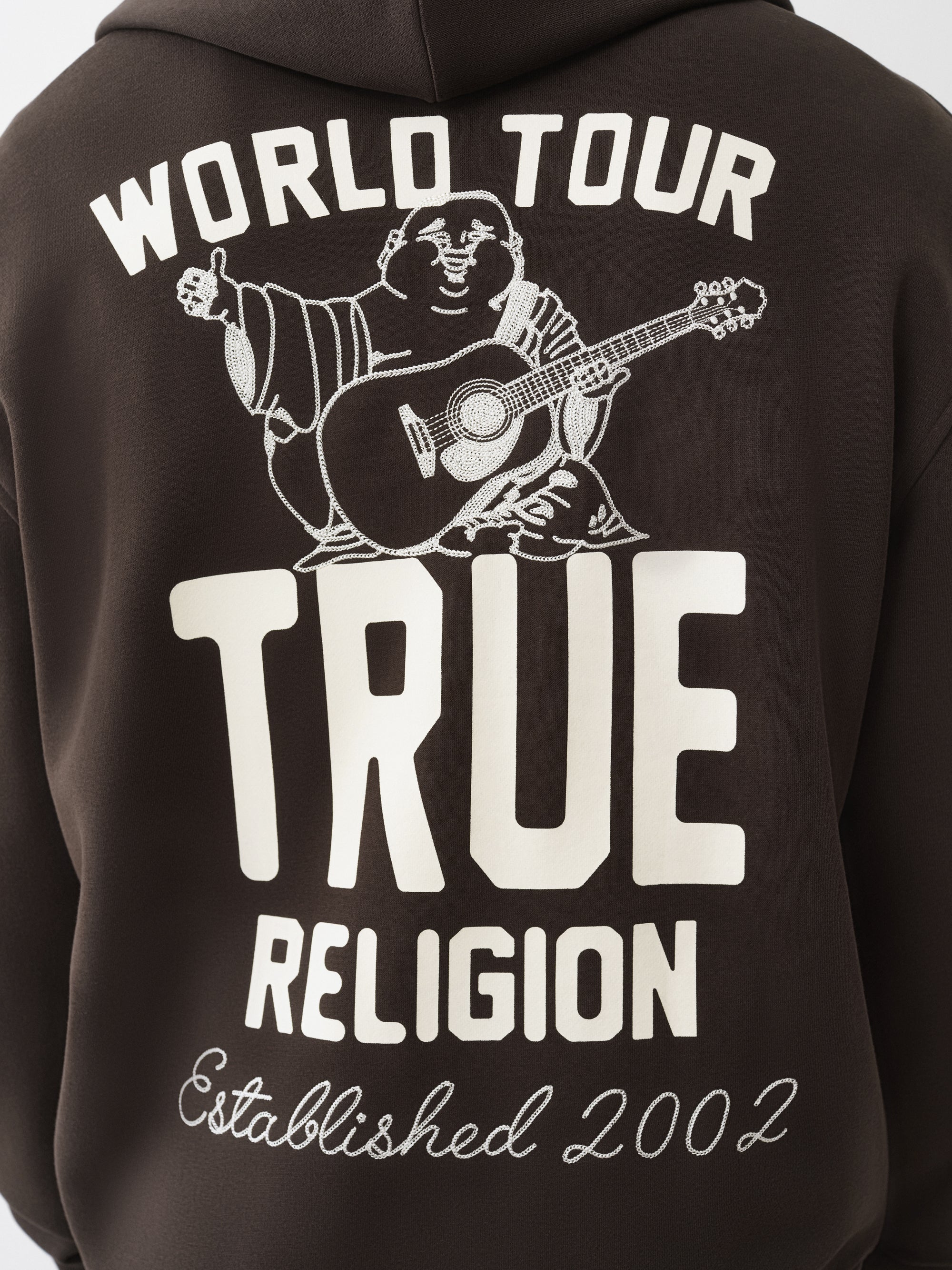 True Religion Patch Vintage Zip Up Hoodie Brown