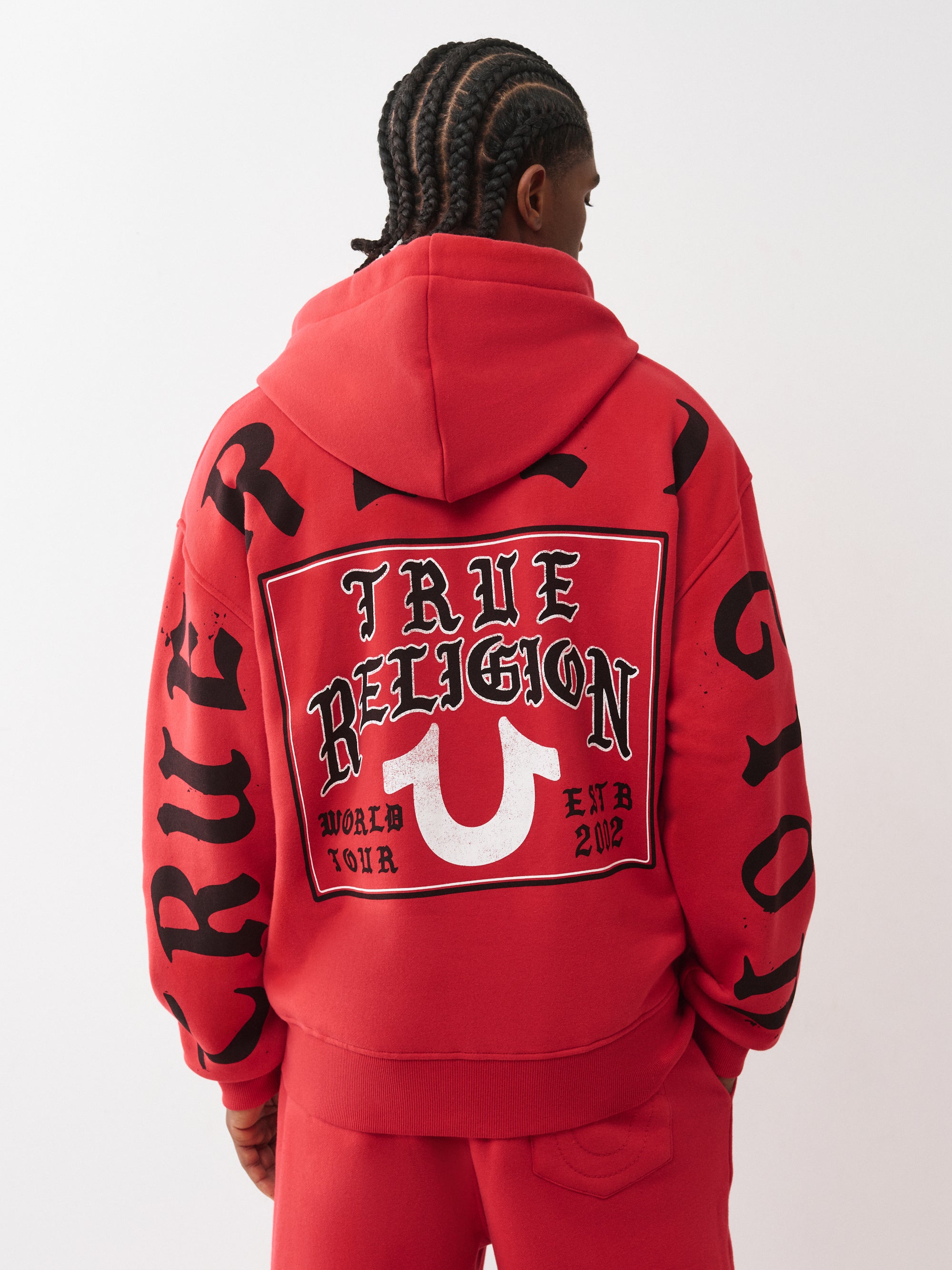 True Religion Flap Zip Up Hoodie Red
